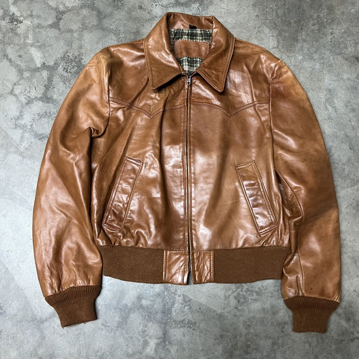 Vintage Vintage 70’s William Barry 🇺🇸 Light-Brown Leather Jacket Size US M / EU 48-50 / 2 - 1 Thumbnail