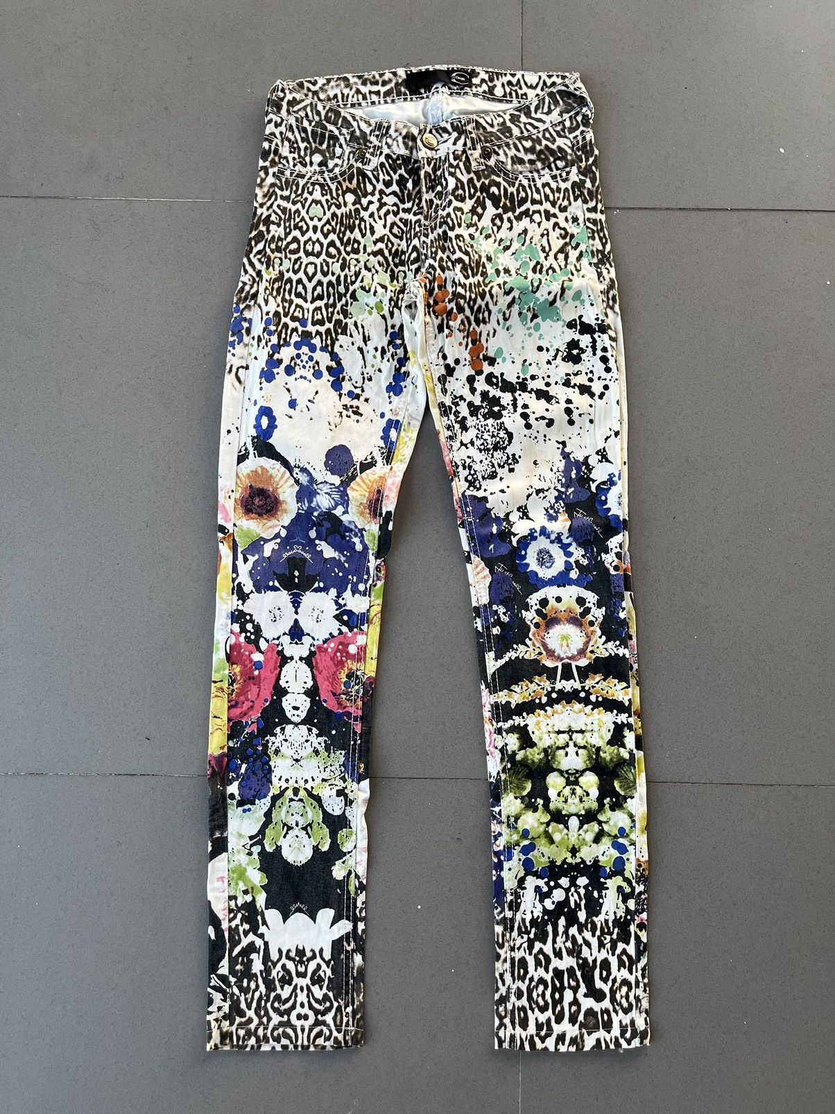 Just Cavalli SS01 Just Cavalli Abstract Paint Pants Size 27" / US 4 / IT 40 - 1 Thumbnail