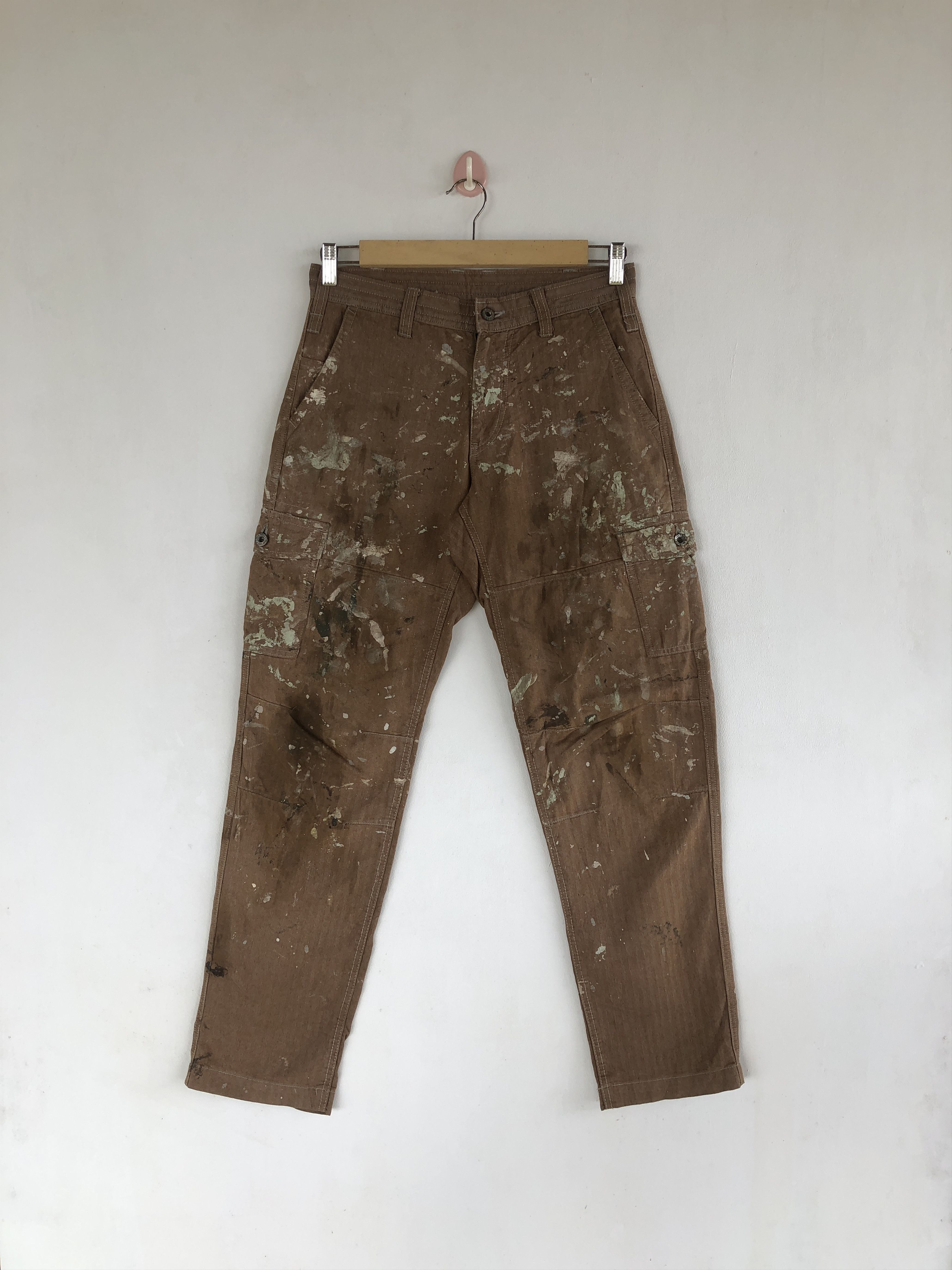 Japanese Brand Japanese Cargo Pants Paint Splatter Multi Pocket Trousers Size US 28 / EU 44 - 1 Thumbnail