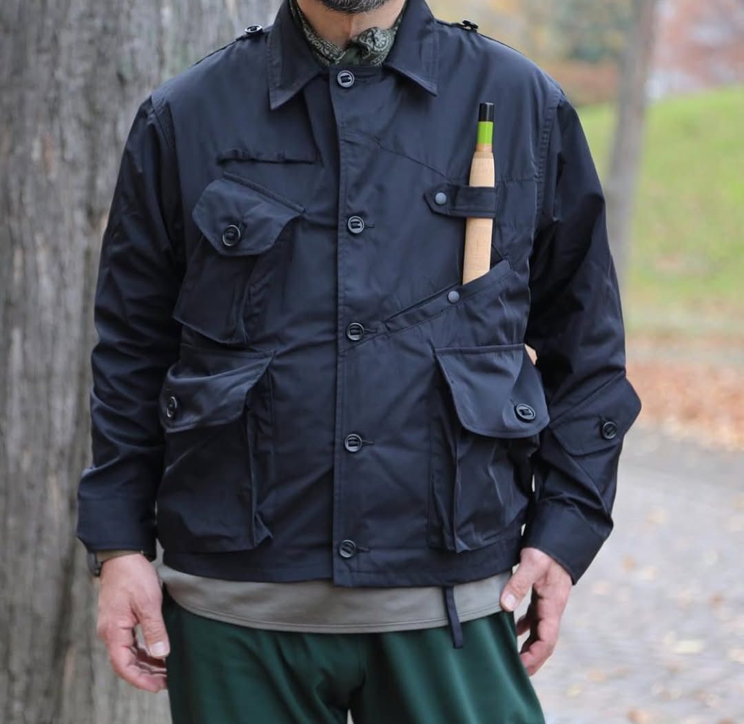 Japanese Brand A.Blue Garments Tenkara Shirt Nylon Wax Jacket Black Size US M / EU 48-50 / 2 - 8 Thumbnail