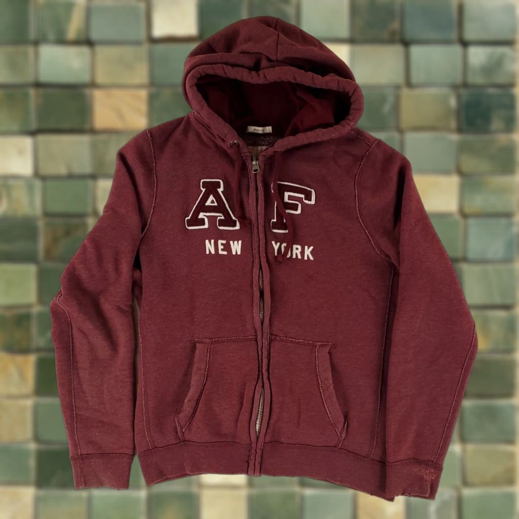 Abercrombie & Fitch Abercrombie & Fitch Hoodie Sweatshirt Full Zip Jacket Red Maroon Mens XL Size US XL / EU 56 / 4 - 1 Thumbnail