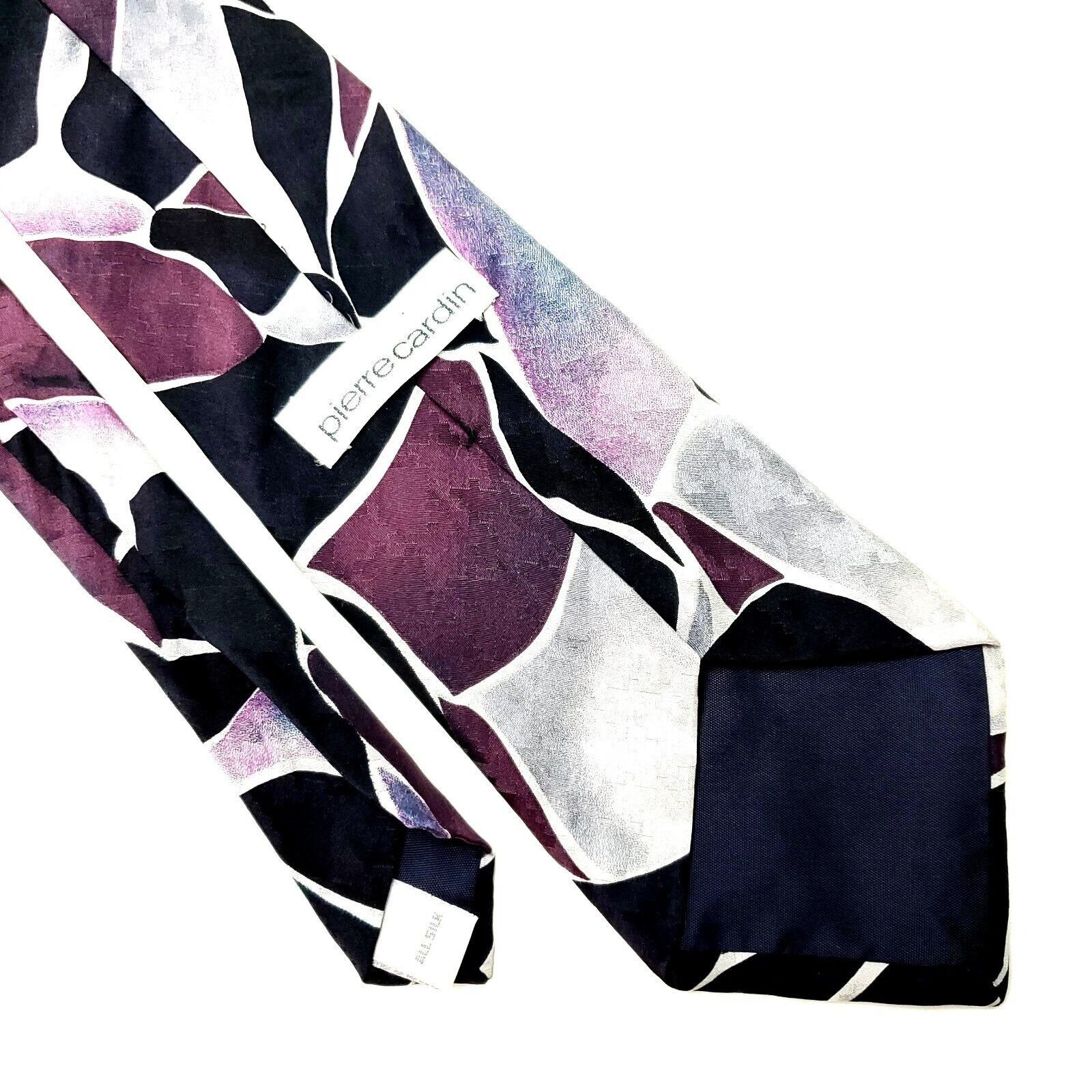 Pierre Cardin Pierre Cardin Silk Tie Print Abstract Black Silver Short Size ONE SIZE - 3 Thumbnail