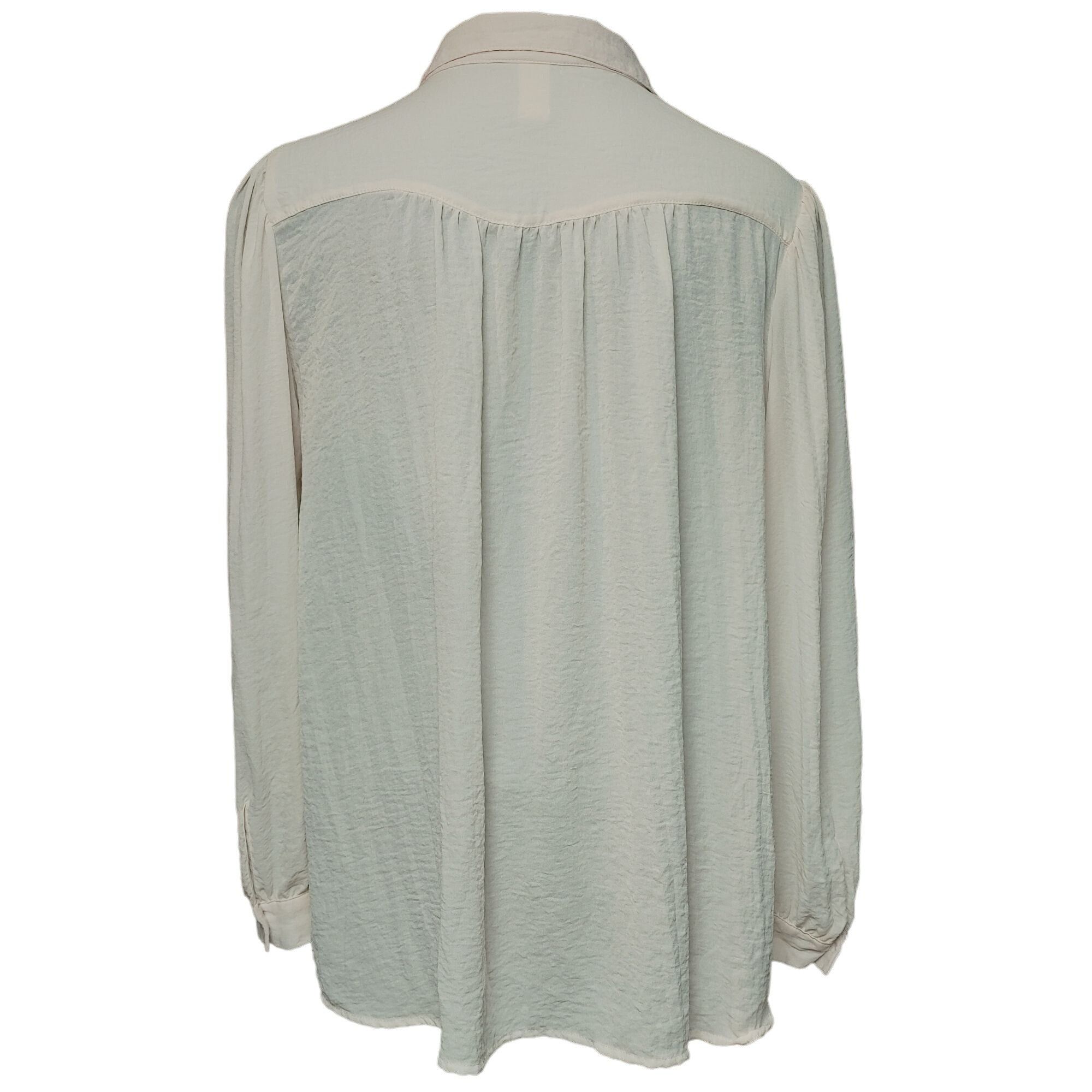 H&M H&M Women's White Long Sleeve Button Up Collared Top 14/LG Size L / US 10 / IT 46 - 2 Thumbnail