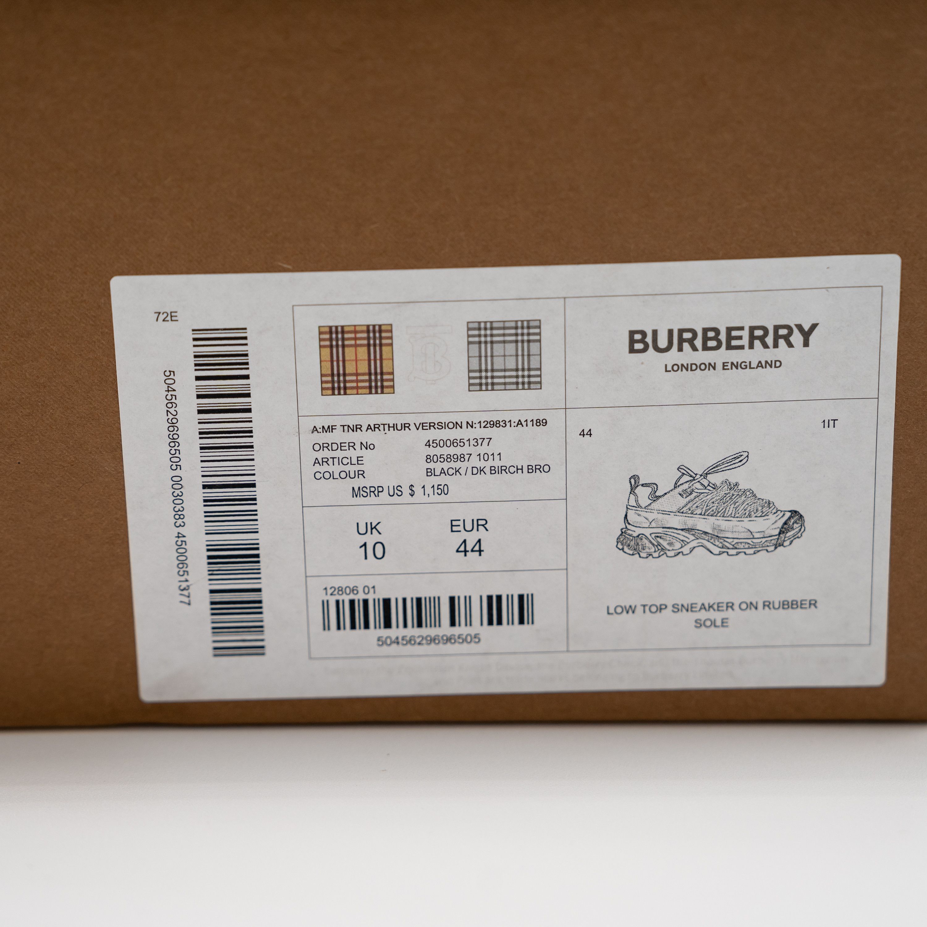 Burberry Burberry Arthur Lace Black Brown Sneakers Leather Big Laces Size US 11 / EU 44 - 12 Thumbnail