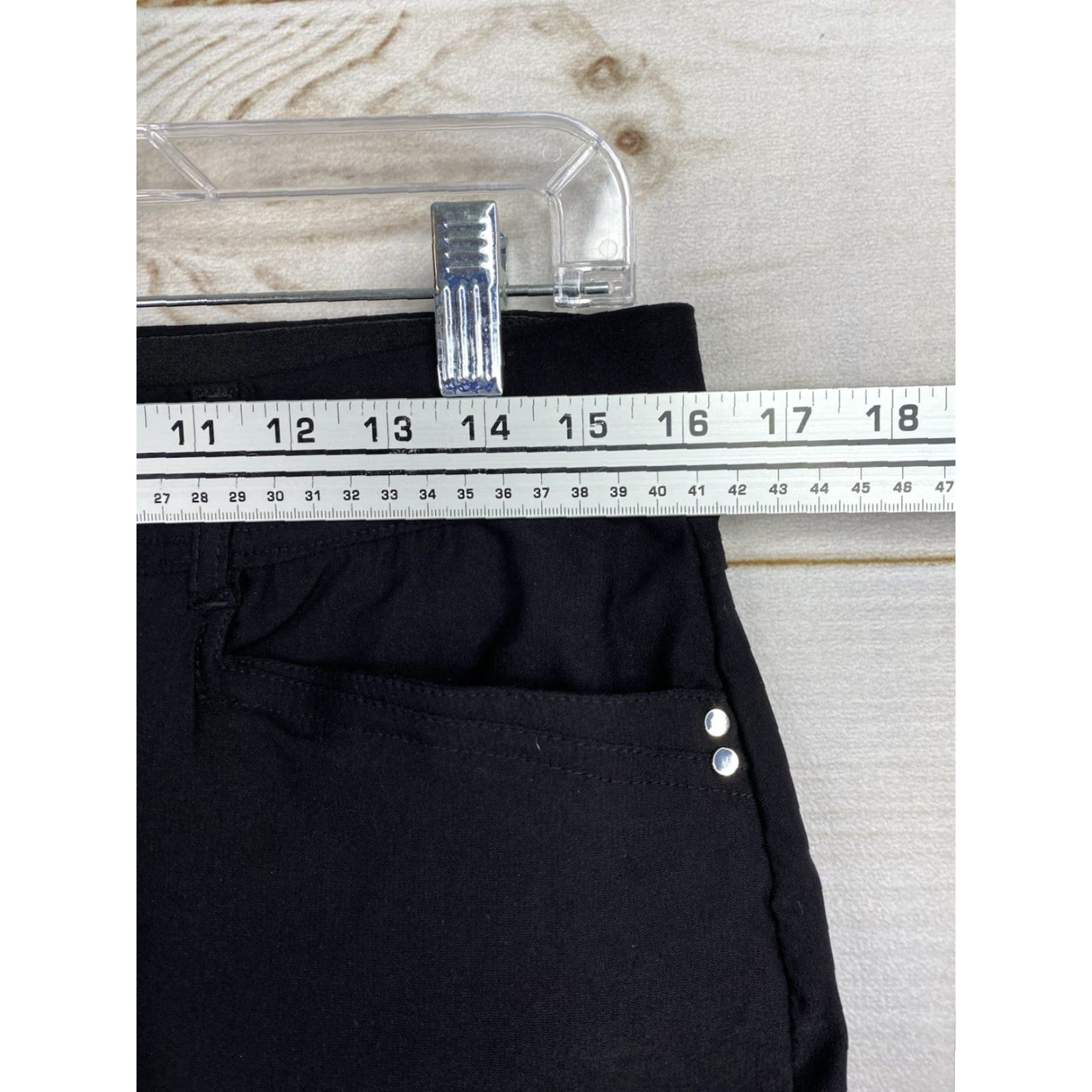 Vintage Tahari Dress Pants L Black Ponte Stretch Knit Pockets Ankle High Rise Size 36" / US 14 / IT 50 - 5 Thumbnail