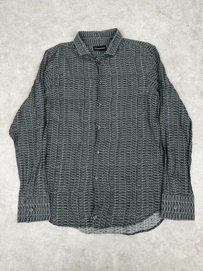 Emporio Armani 2000s Emporio Armani Chainlink Print Shirt Size US S / EU 44-46 / 1 - 1 Thumbnail