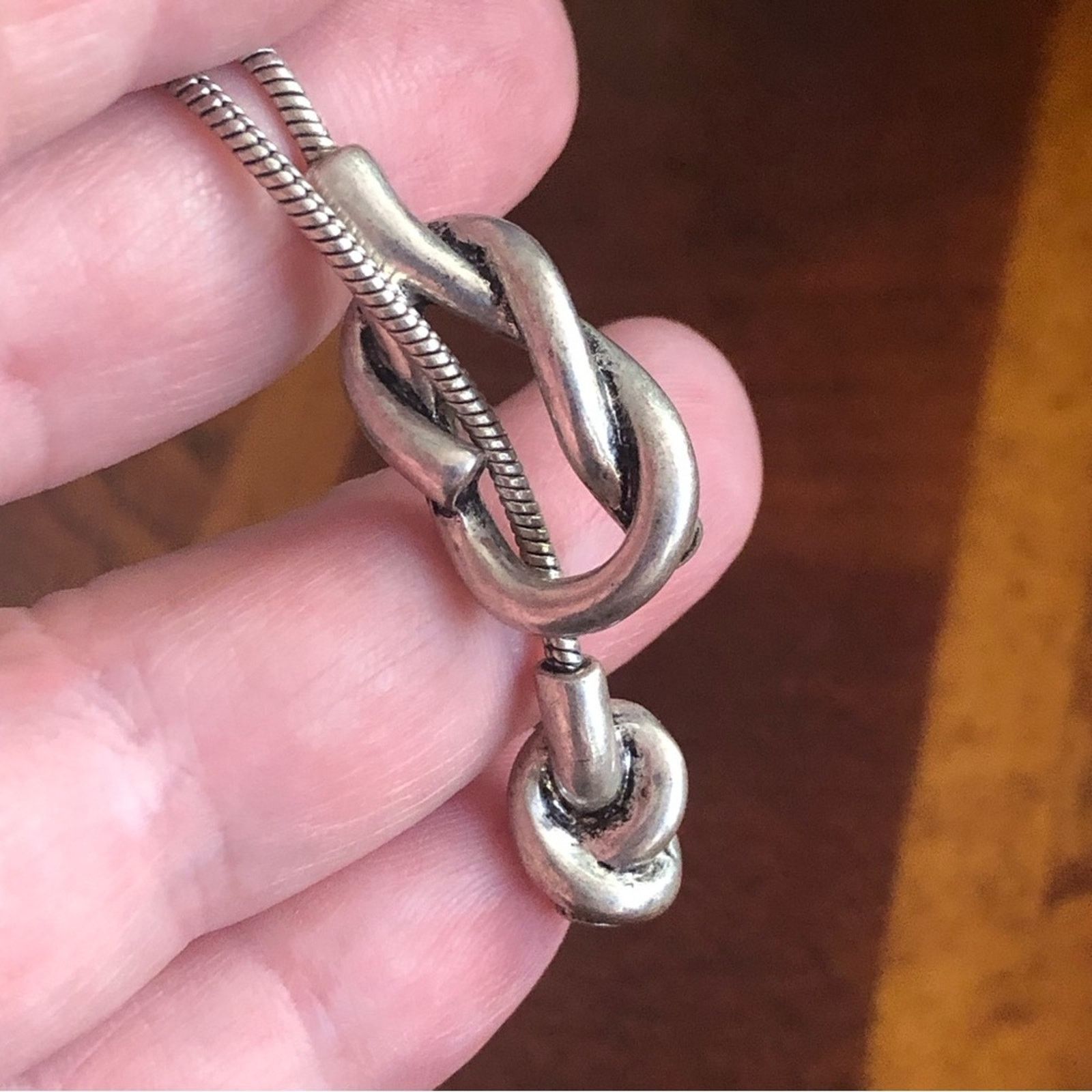 Vintage Vintage silver knot lariat snake chain slider necklace Size ONE SIZE - 3 Thumbnail