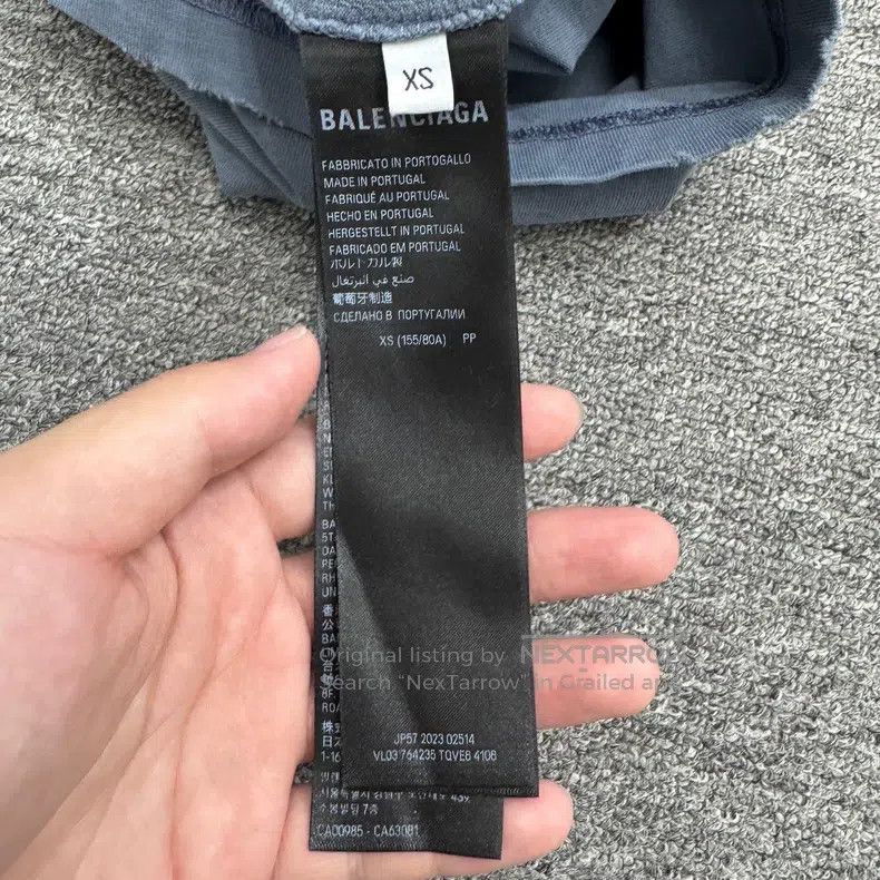 Balenciaga Balenciaga Haze Blue Distressed Diamond Print Short Sleeve Size US XS / EU 42 / 0 - 3 Thumbnail