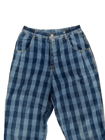 Japanese Brand Vintage Unbrand Checkered Plaid Denim Jean's Size US 28 / EU 44 - 3 Thumbnail