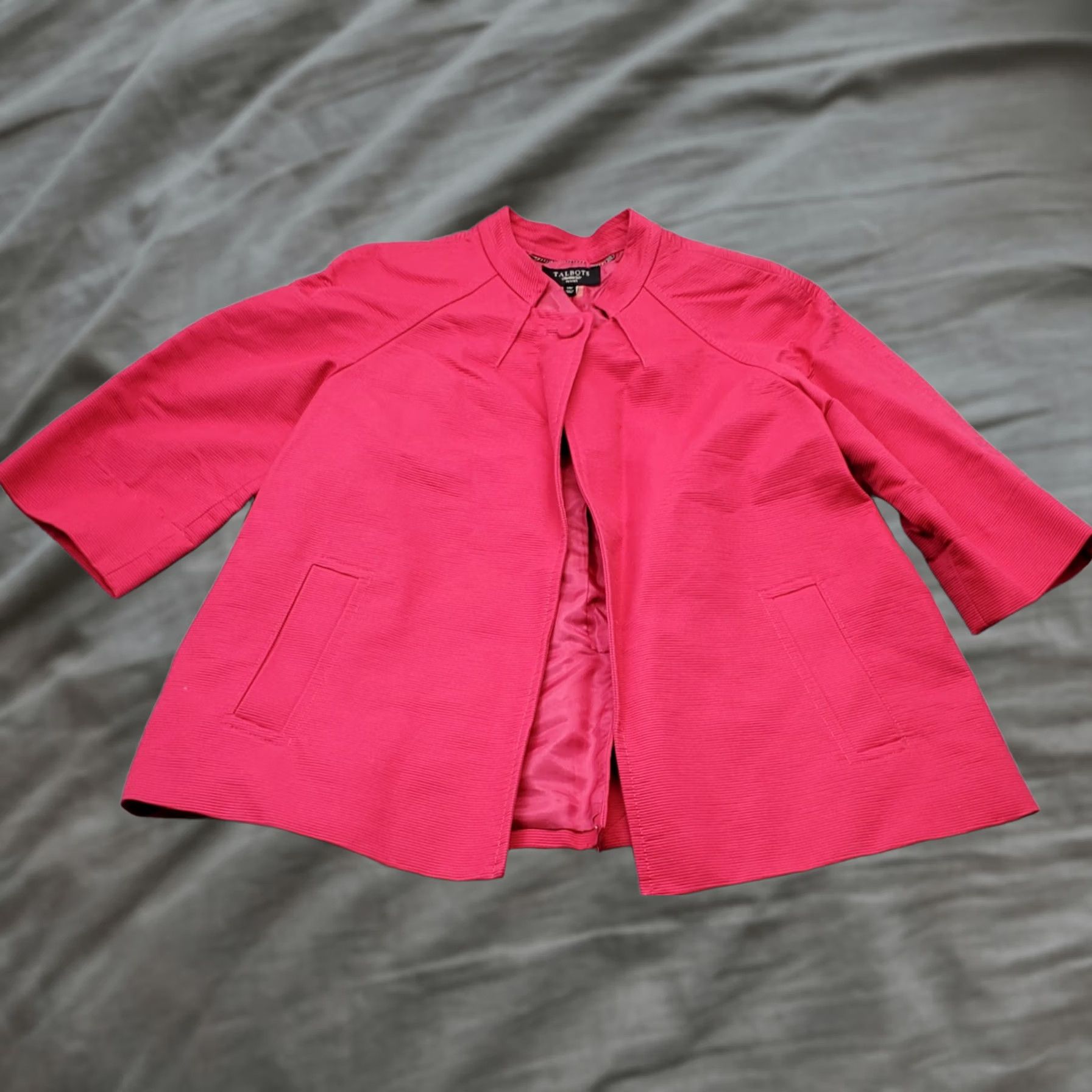 Talbots Talbots Jacket Women 14 Petite Pink 3/4 Sleeve Pockets Single Button Size XL / US 12-14 / IT 48-50 - 1 Thumbnail