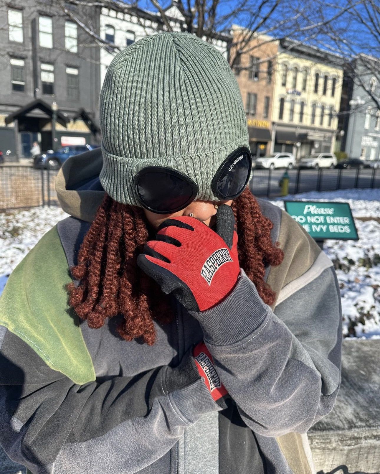 C.P. Company Army green CP Company Goggle beanie | Grailed