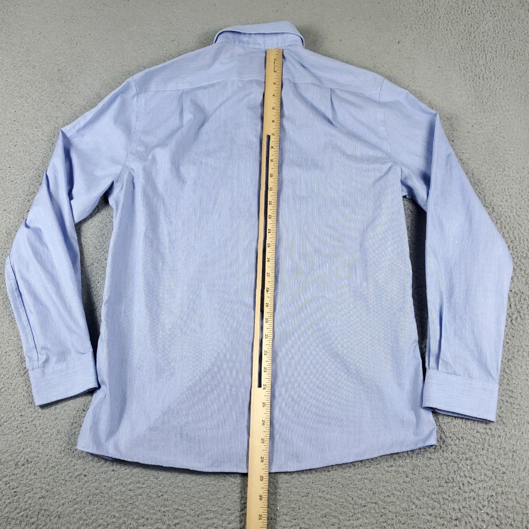 Tommy Hilfiger Tommy Hilfiger Shirt Dress Shirt Mens 15.5 Blue Striped Button Up Long Sleeve Cotton American Preppy Wedding Size 40R - 5 Thumbnail