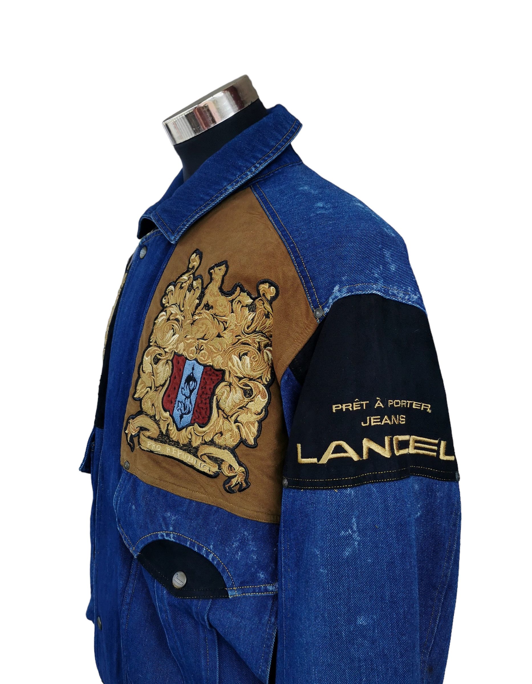 Japanese Brand × Lancel × Vintage Vintage Lancel Paris Embroidery Patchwork Denim Jacket Size US L / EU 52-54 / 3 - 12 Thumbnail