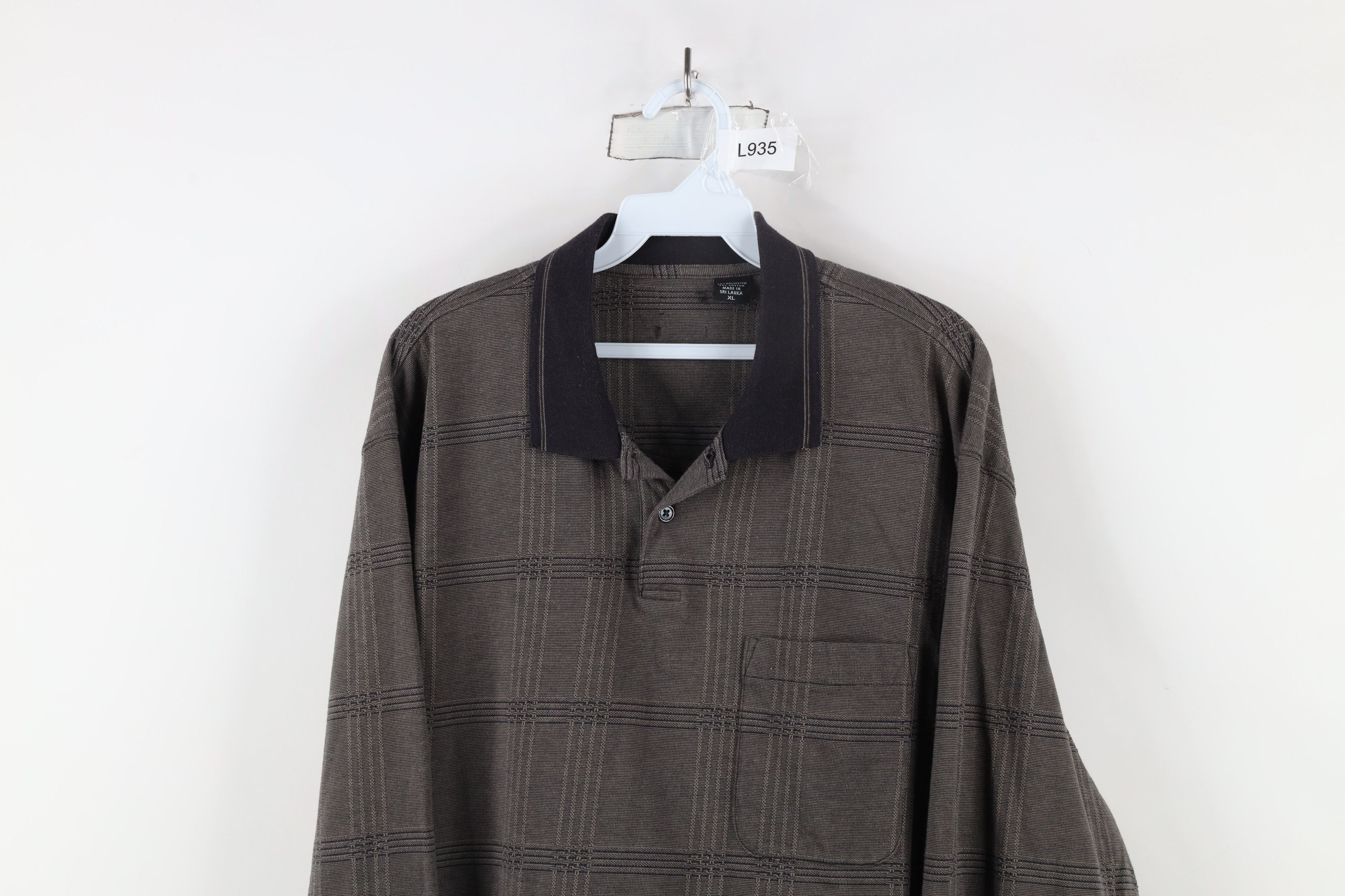 Vintage Vintage 90s Streetwear Checkered Collared Long Sleeve Polo Size US XL / EU 56 / 4 - 2 Thumbnail