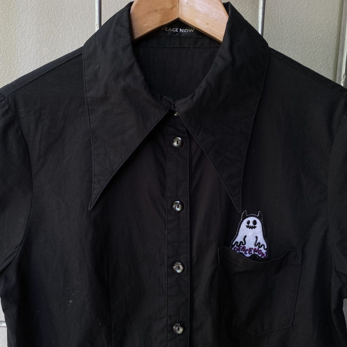 Japanese Brand 😊PEACE NOW Black Ghost Pocket Shirt Size M / US 6-8 / IT 42-44 - 13 Thumbnail