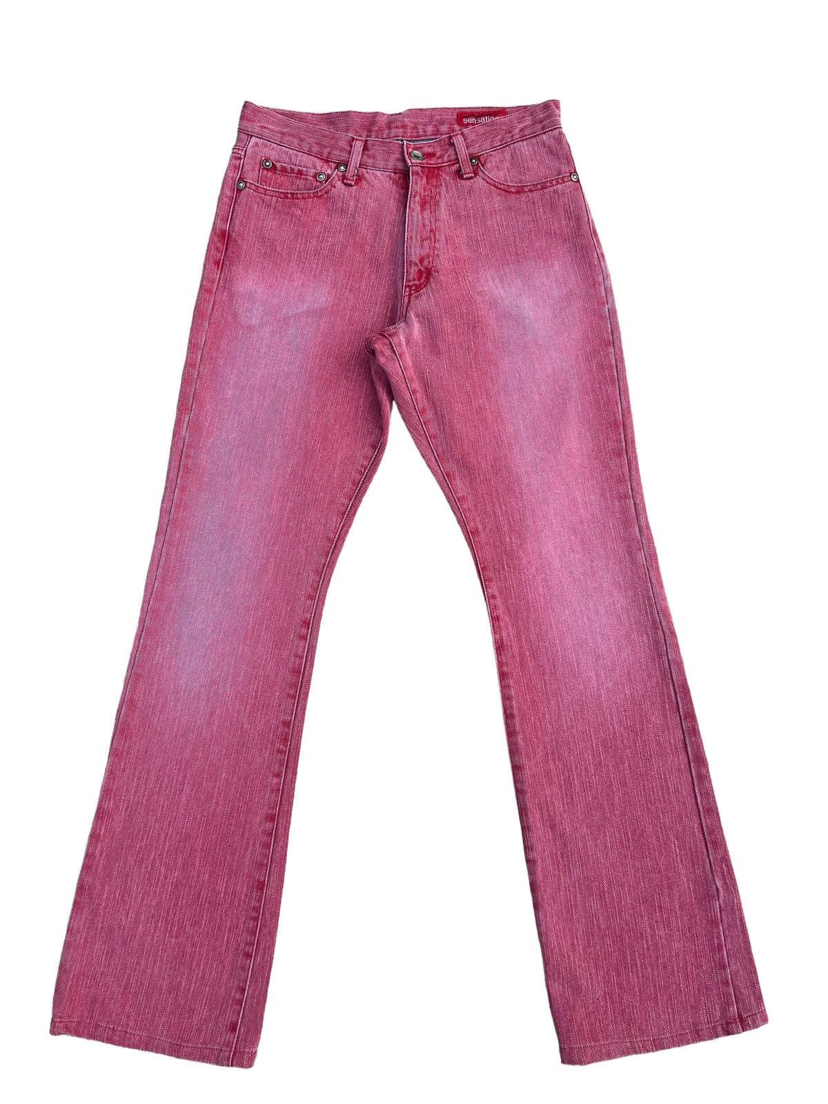 semanticdesign Vintage Semantic Design Sensation Fade Red Denim Flare Jeans Size US 29 - 1 Thumbnail