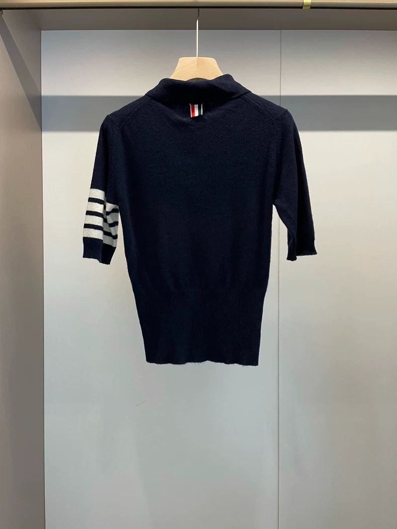 Thom Browne Thom Browne Blue and green cashmere Polo collar T-shirt Size S / US 4 / IT 40 - 2 Thumbnail
