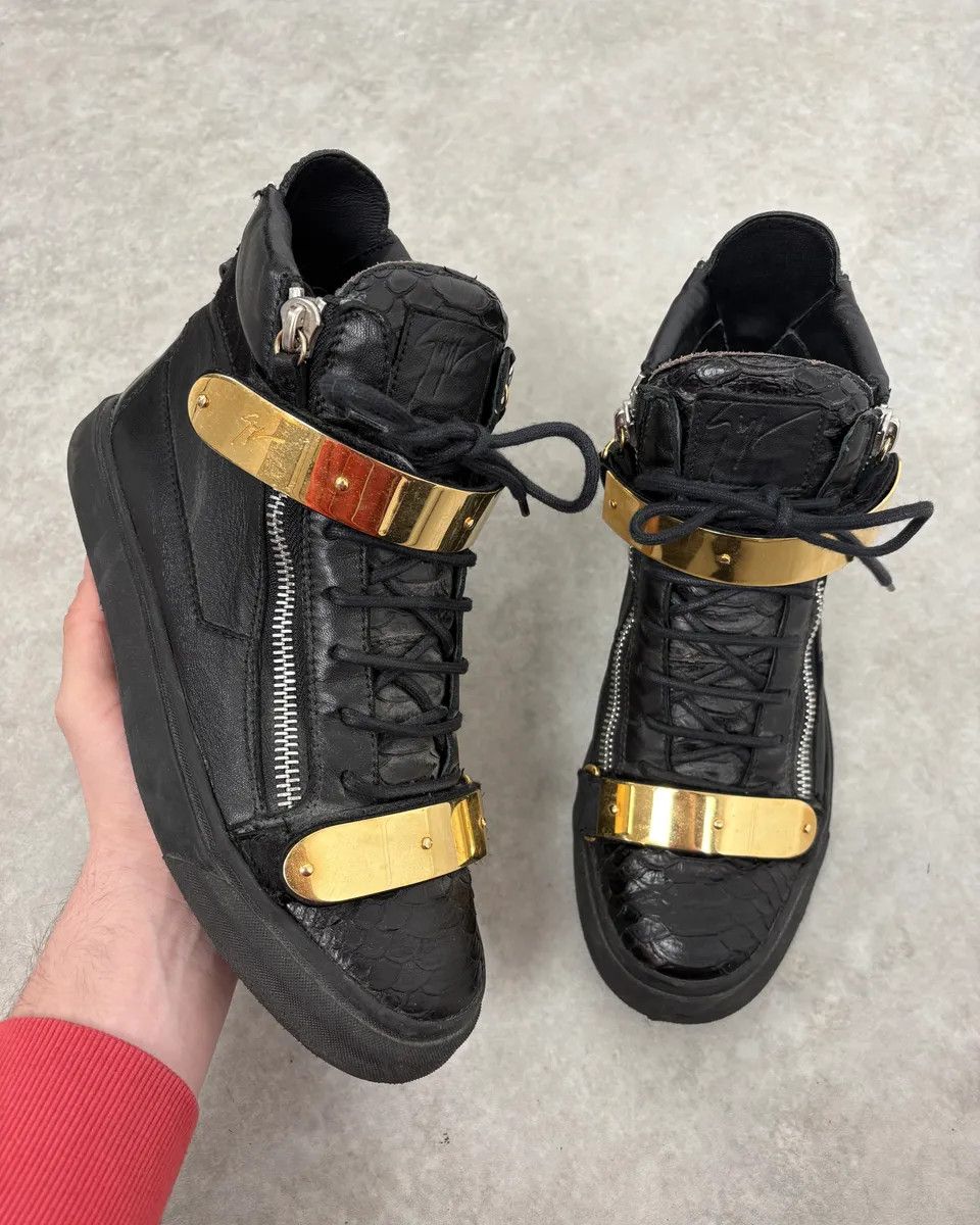 Giuseppe Zanotti Black Gold Velcro High Sneakers