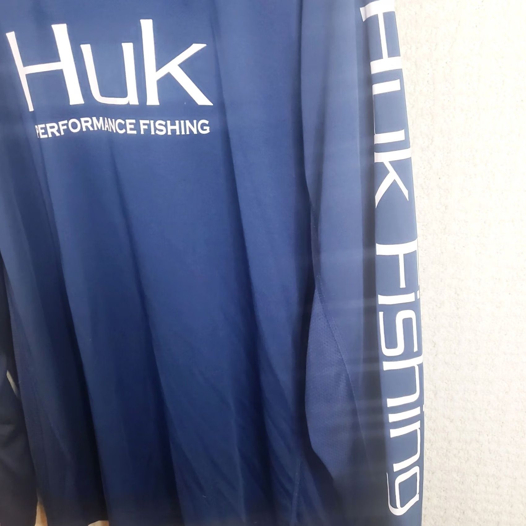 Vintage Huk Fishing Shirt Mens XXL Blue Long Sleeve Performance Stretch Sun Protection Logos Size US XXL / EU 58 / 5 - 4 Thumbnail