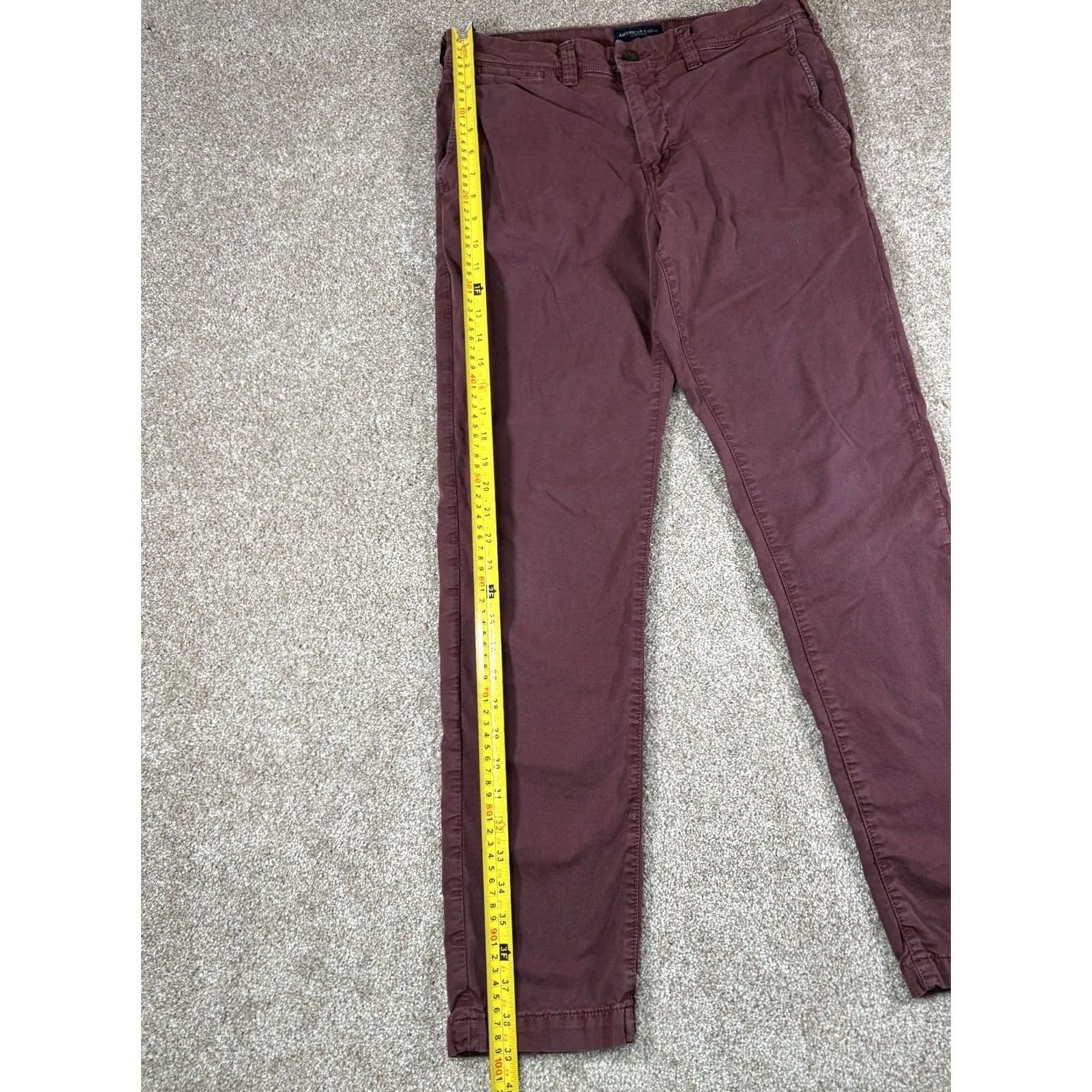 American Eagle Outfitters American Eagle Pants Slim Extreme Flex Chinos Men 30 x 32 Red Maroon Slim Flat Front Regular Inseam 29 in Size US 30 / EU 46 - 3 Thumbnail