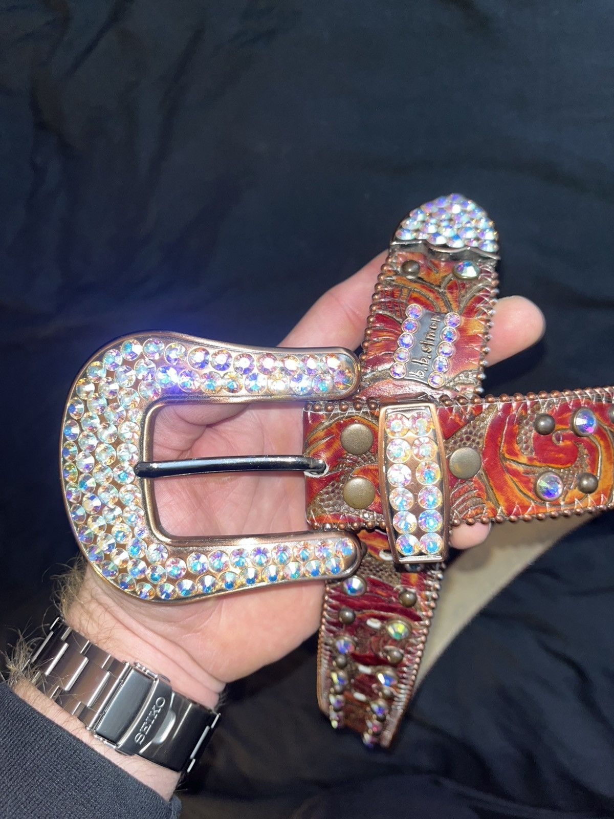 B.B. Simon BB Simon Swarovski Crystal Belt Size 32 - 4 Thumbnail