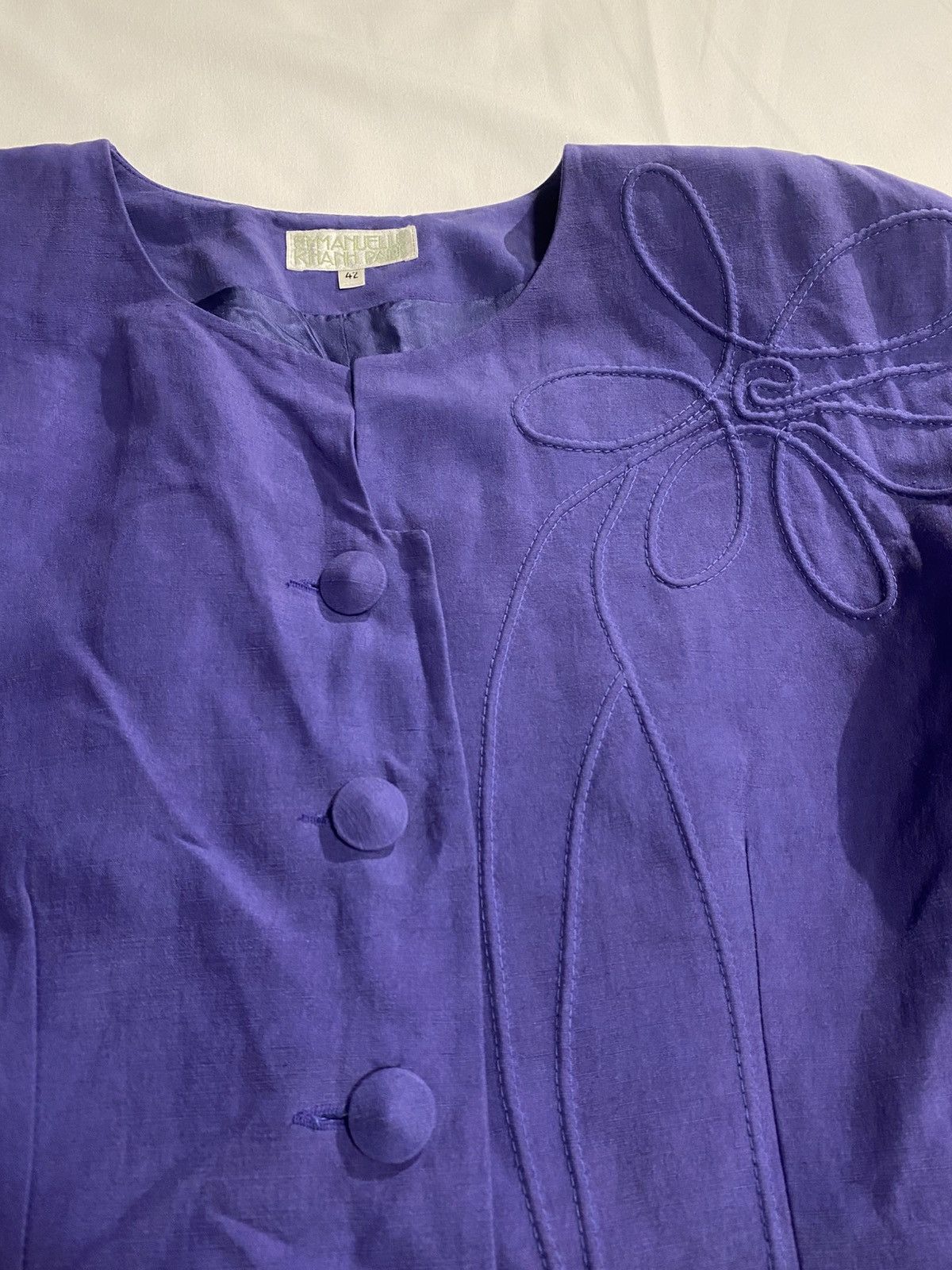 Designer × Emmanuelle Khanh × Vintage Emmanuelle Khanh Paris vintage silk linen jacket blazer Size M / US 6-8 / IT 42-44 - 8 Thumbnail
