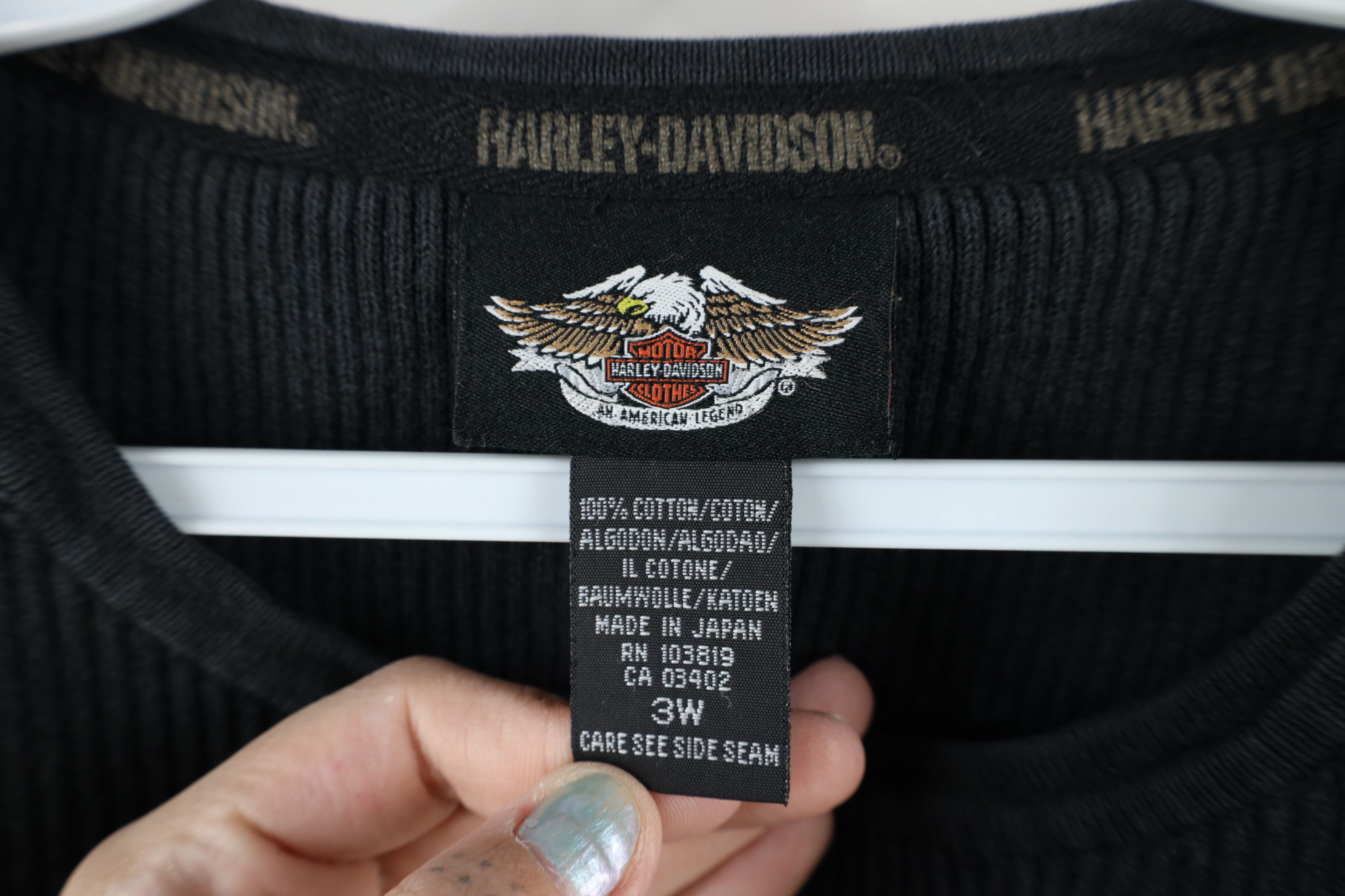 Harley Davidson × Vintage Vintage 90s Harley Davidson Out Ribbed Knit Sweater Black Size 3XL / US 20-22 - 8 Thumbnail