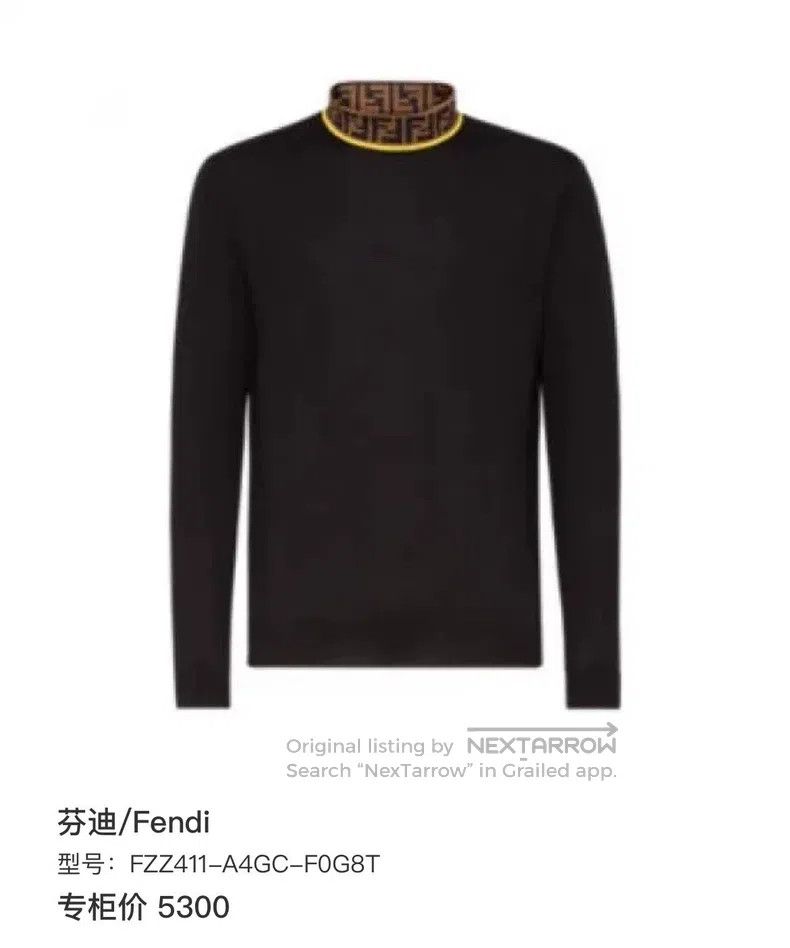 Fendi Fendi Collar old logo knitted sweater Size US XL / EU 56 / 4 - 7 Thumbnail