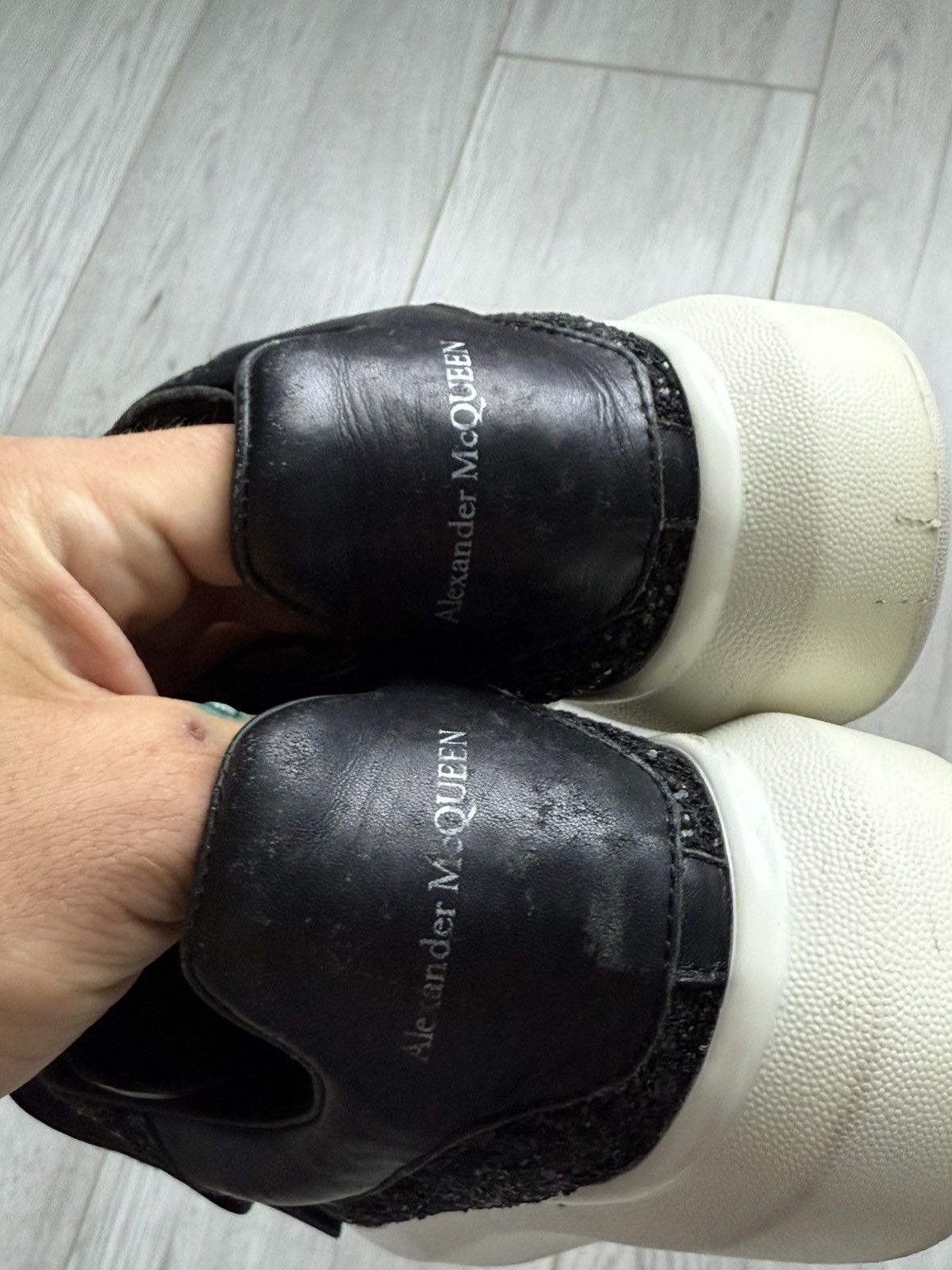 Alexander McQueen Alexander McQueen Oversized Glitter Sole Sneakers BlackWhite Size US 7.5 / IT 37.5 - 3 Thumbnail