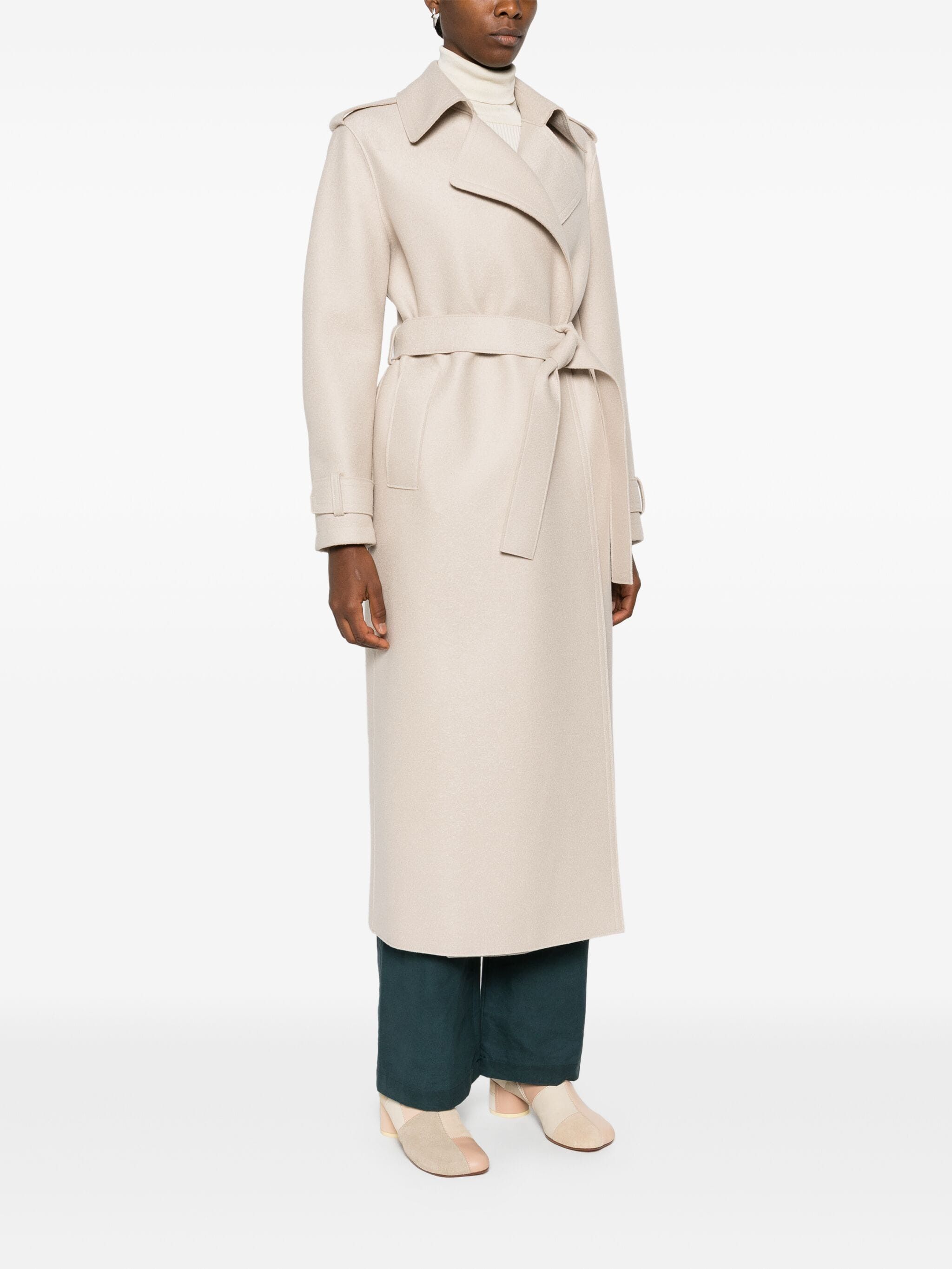 Harris Wharf London o1s22i1n1024 Pressed Wool Robe Coat in Beige Size M / US 6-8 / IT 42-44 - 3 Thumbnail