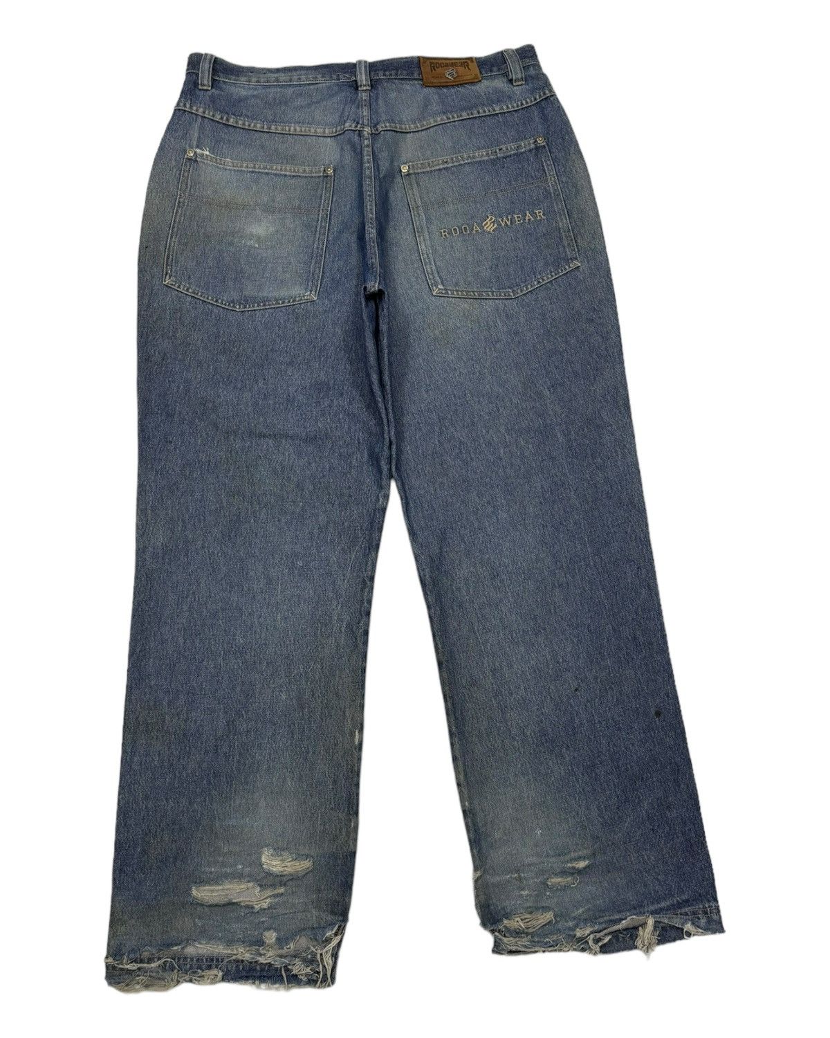 JNCO × Rocawear × Vintage VINTAGE ROCAWEAR BAGGY JEANS DISTRESS RIPS DENIM JEANS Size US 38 / EU 54 - 4 Thumbnail