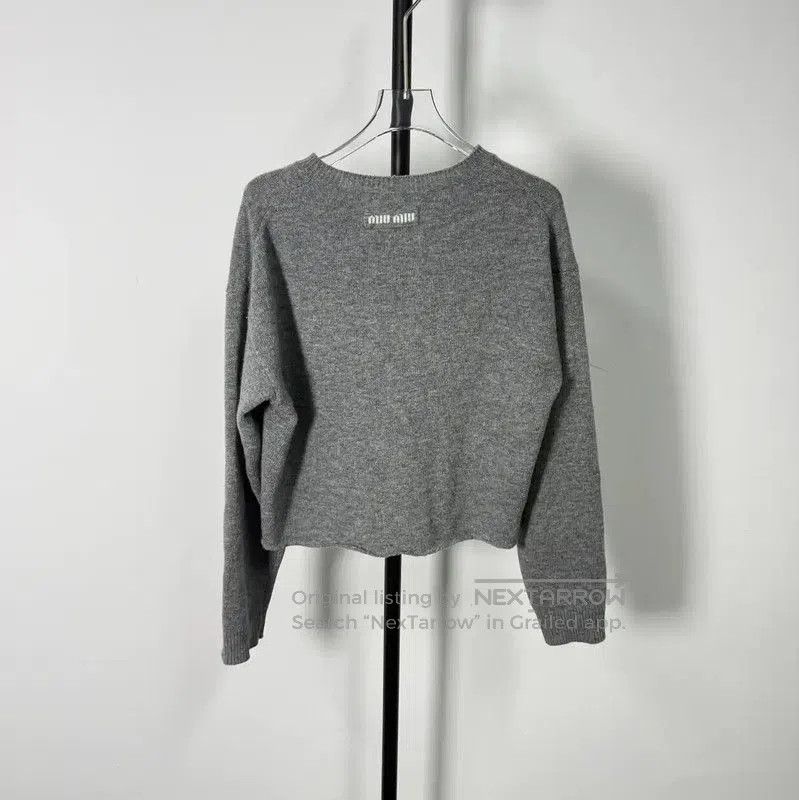 Miu Miu Miu Miu Gray Wool Cropped Sweater . Size L / US 10 / IT 46 - 2 Thumbnail