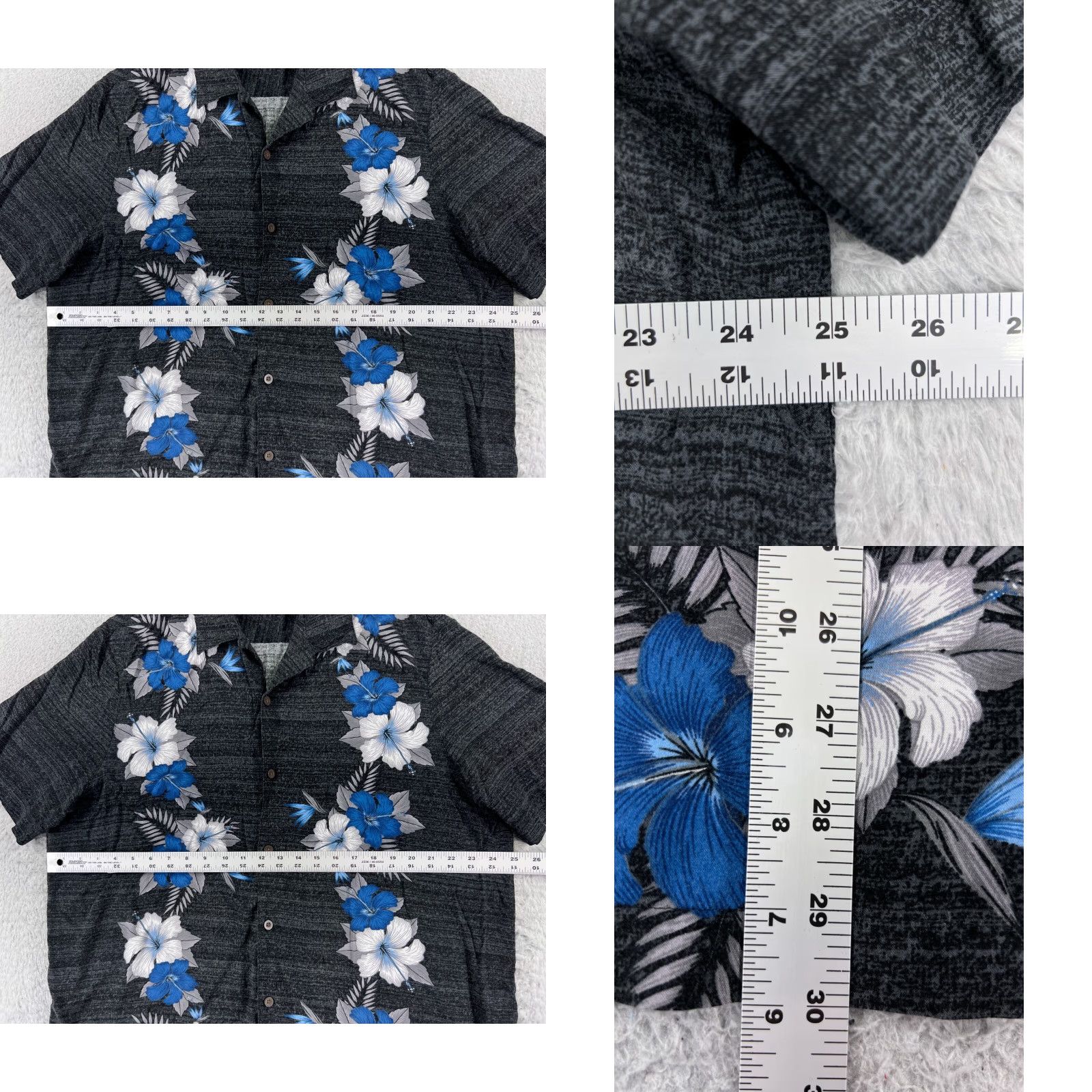 George George Hawaiian Shirt Mens XL Gray Floral Rayon Beach Vacation Aloha Short Sleeve Button-Up Size US XL / EU 56 / 4 - 8 Thumbnail