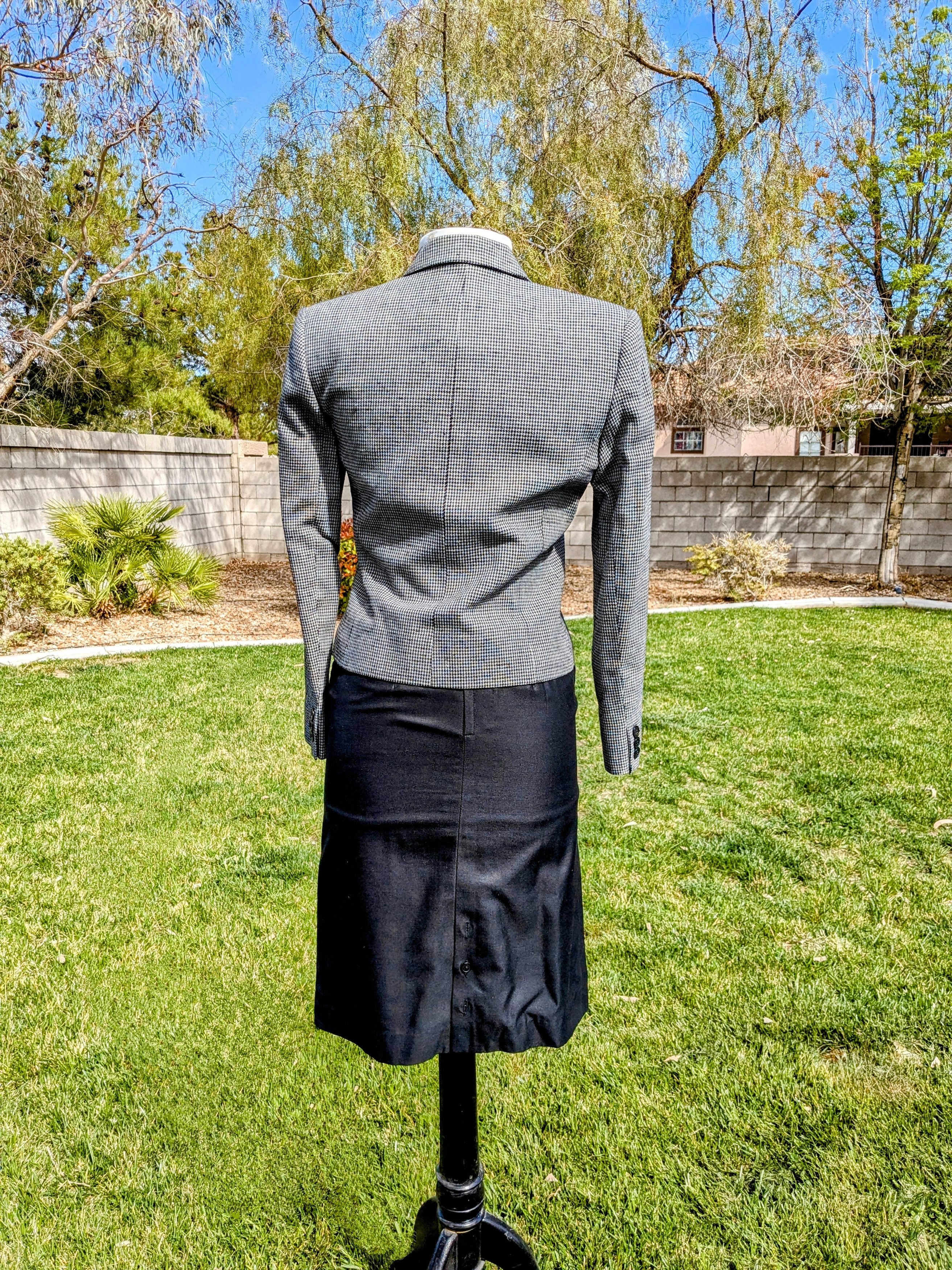 Designer J.Gallery Houndstooth Blazer+Tapa Maxi Skirt 2pc Suit Outfit Size XS / US 0-2 / IT 36-38 - 4 Thumbnail