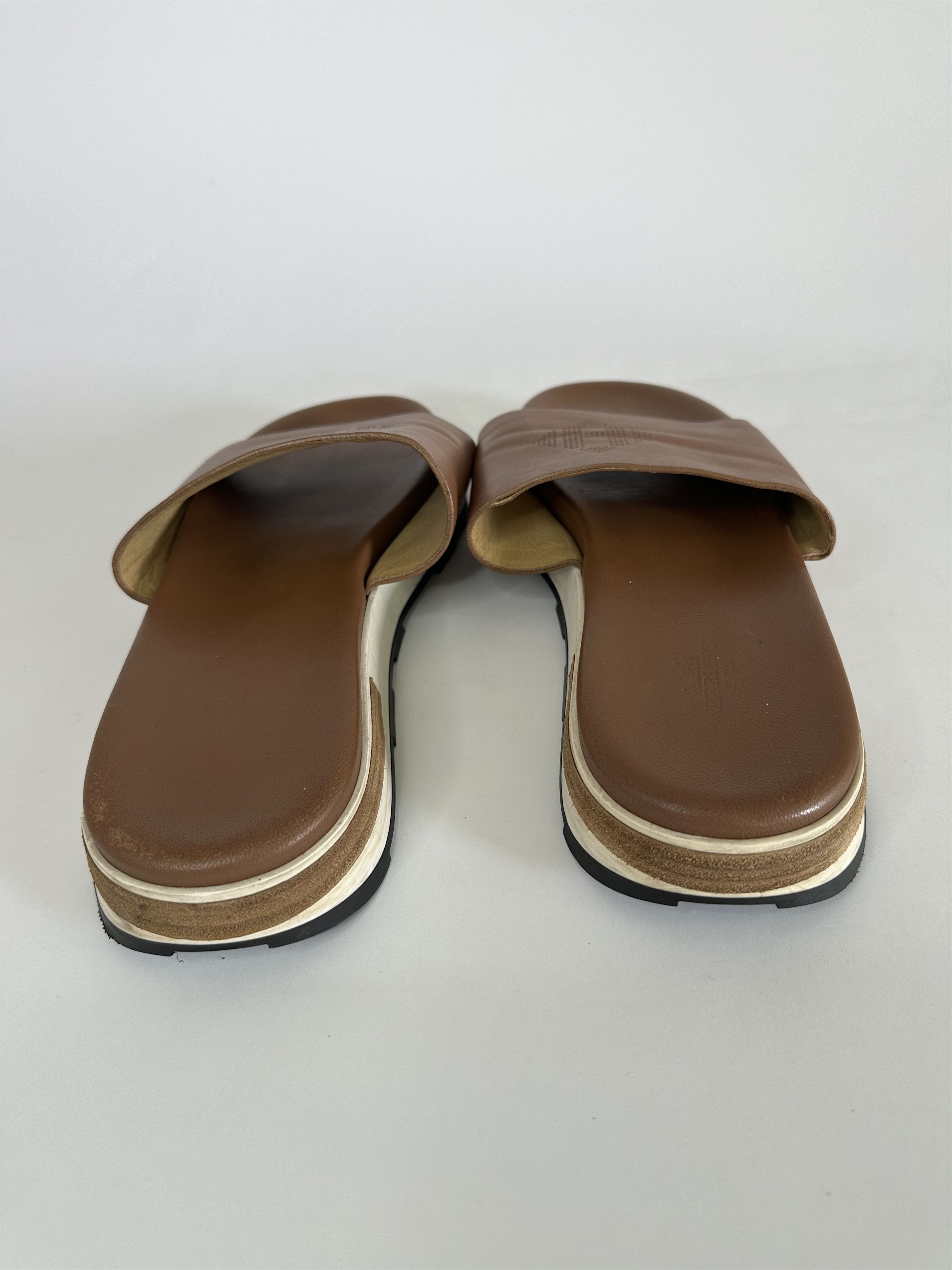 Hermes HERMES Brown Leather Slides Size 45 IT Size US 12 / EU 45 - 3 Thumbnail