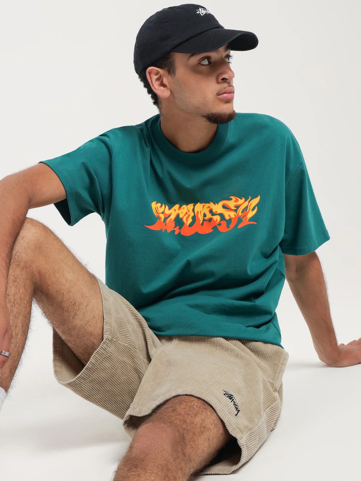 Stussy Stussy Flames 🔥 Heavyweight T-Shirt Dark Green Size US S / EU 44-46 / 1 - 7 Thumbnail