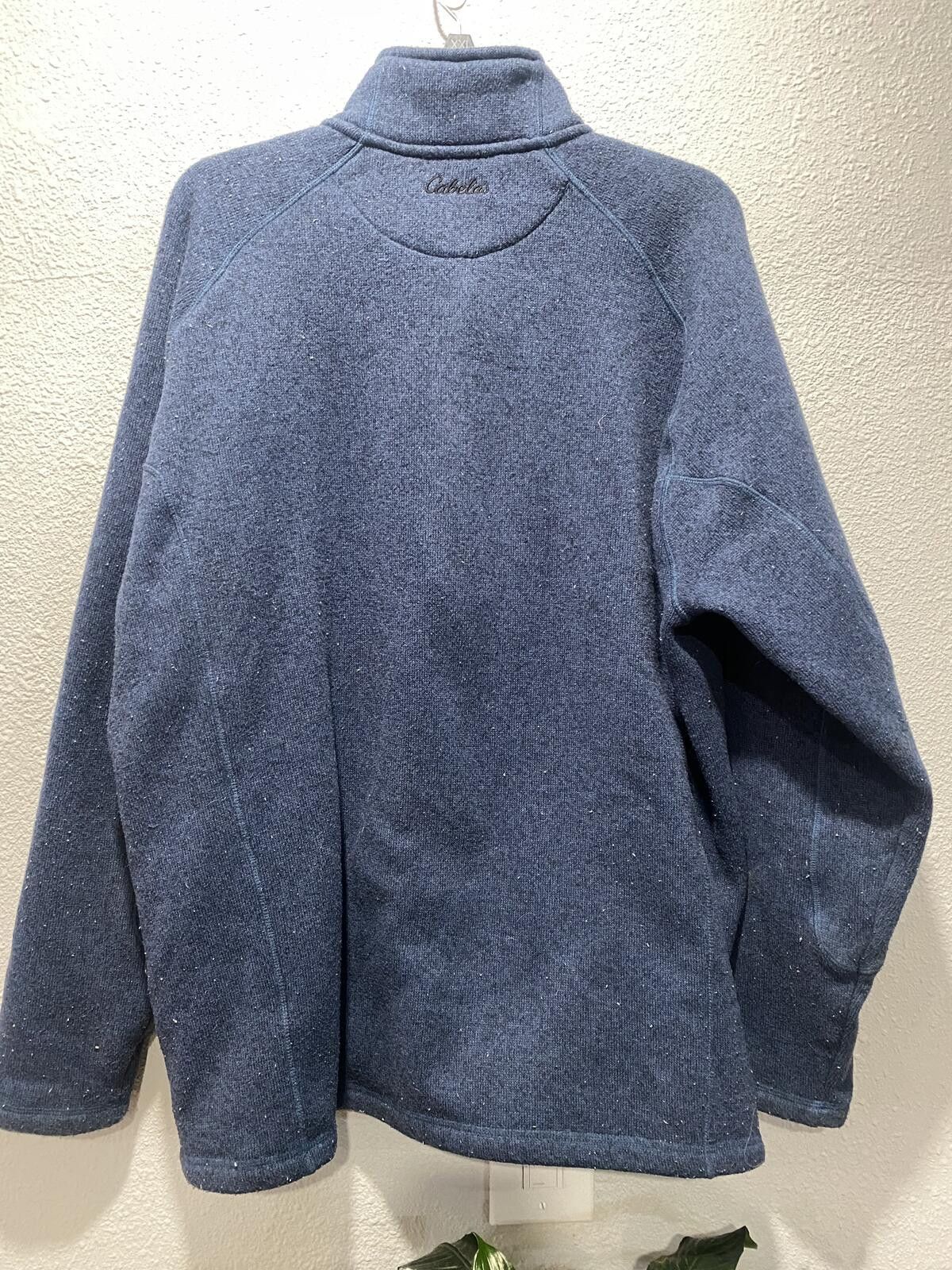 Cabelas Cabela's Navy Blue Fleece Pullover Half-Zip Jacket Size US XL / EU 56 / 4 - 3 Thumbnail