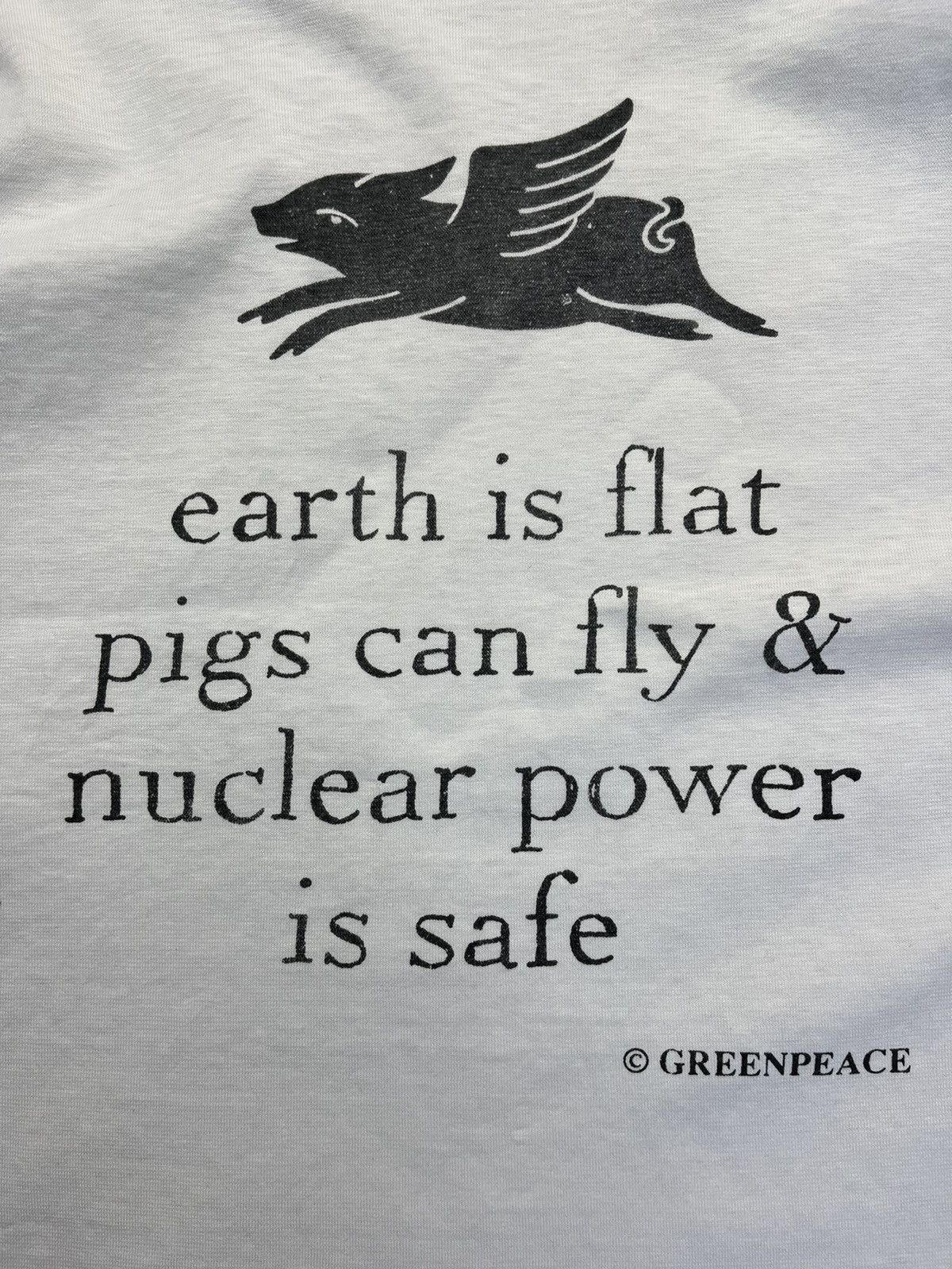 Vintage Rare Vintage 80s Greenpeace anti nuclear power graphic tee Size US XL / EU 56 / 4 - 5 Thumbnail