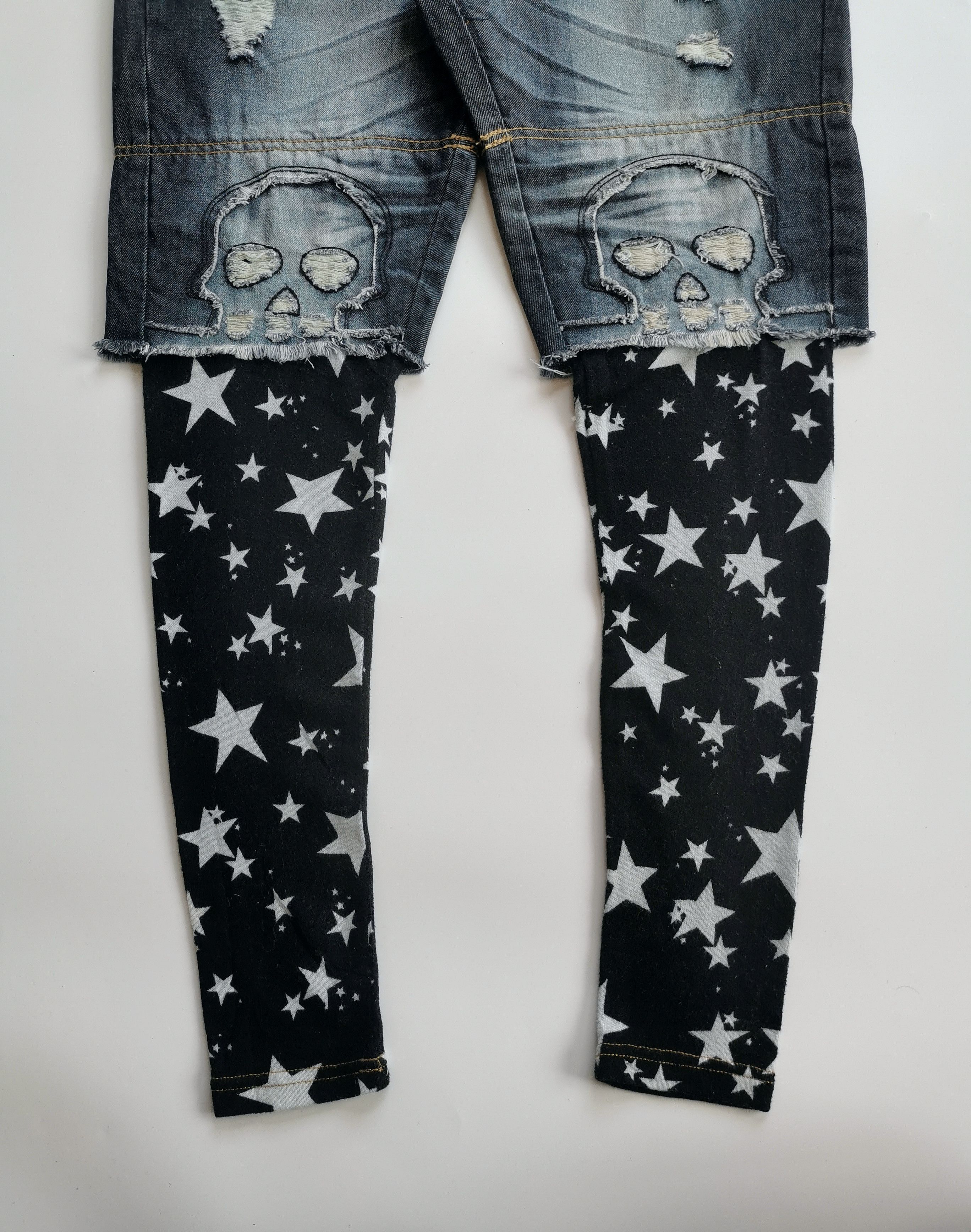 Sex Pot ReVeNGe Archive Punk Distressed DoubleWaist Jeans Skull Cutout Size US 33 - 10 Thumbnail