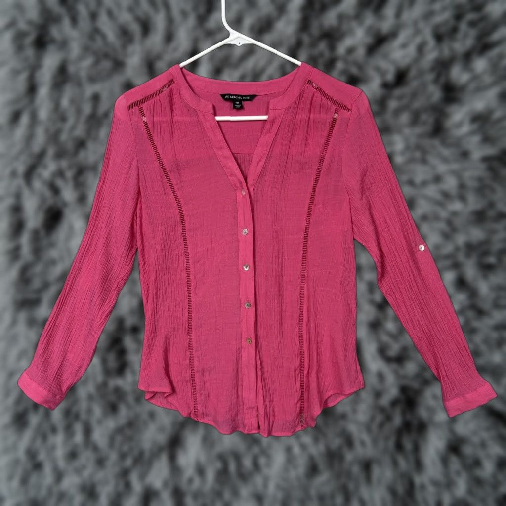 Vintage Zac & Rachel Petite Blouse Womens PM Pink Lattice Boho Preppy Barbiecore Size M / US 6-8 / IT 42-44 - 1 Thumbnail