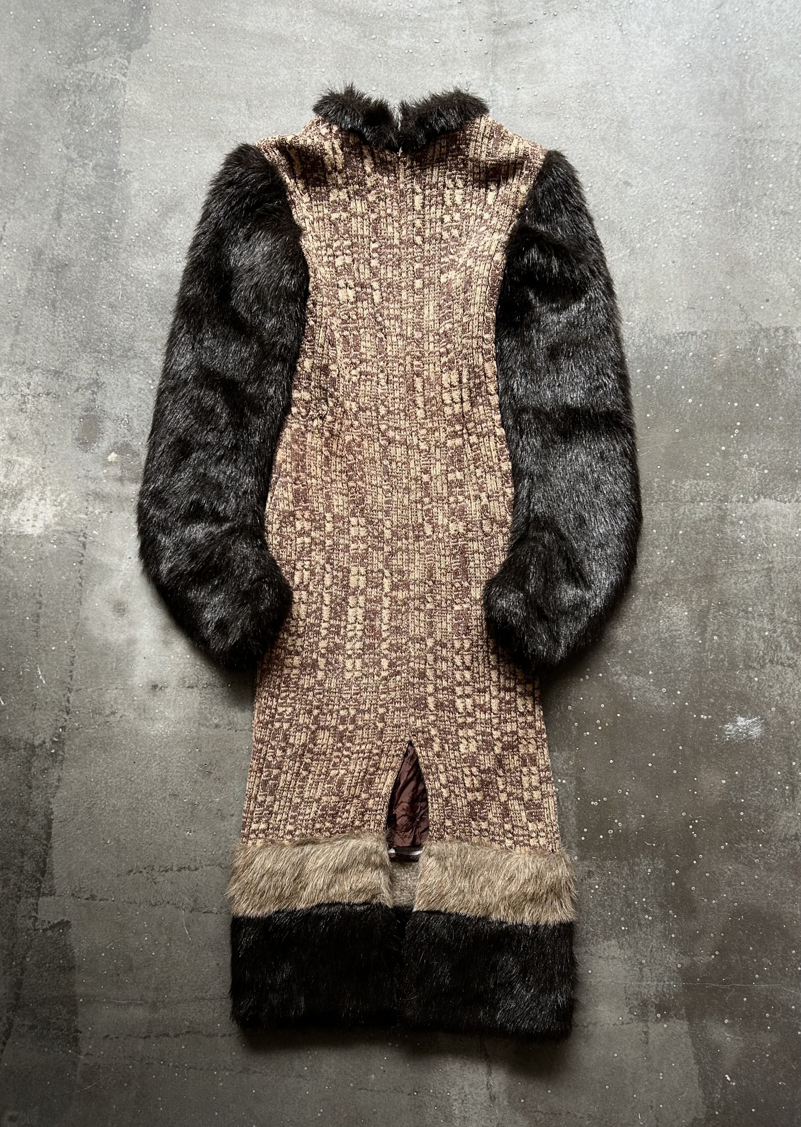 Japanese Brand knitted woven dress with fur sleeves Size M / US 6-8 / IT 42-44 - 1 Thumbnail