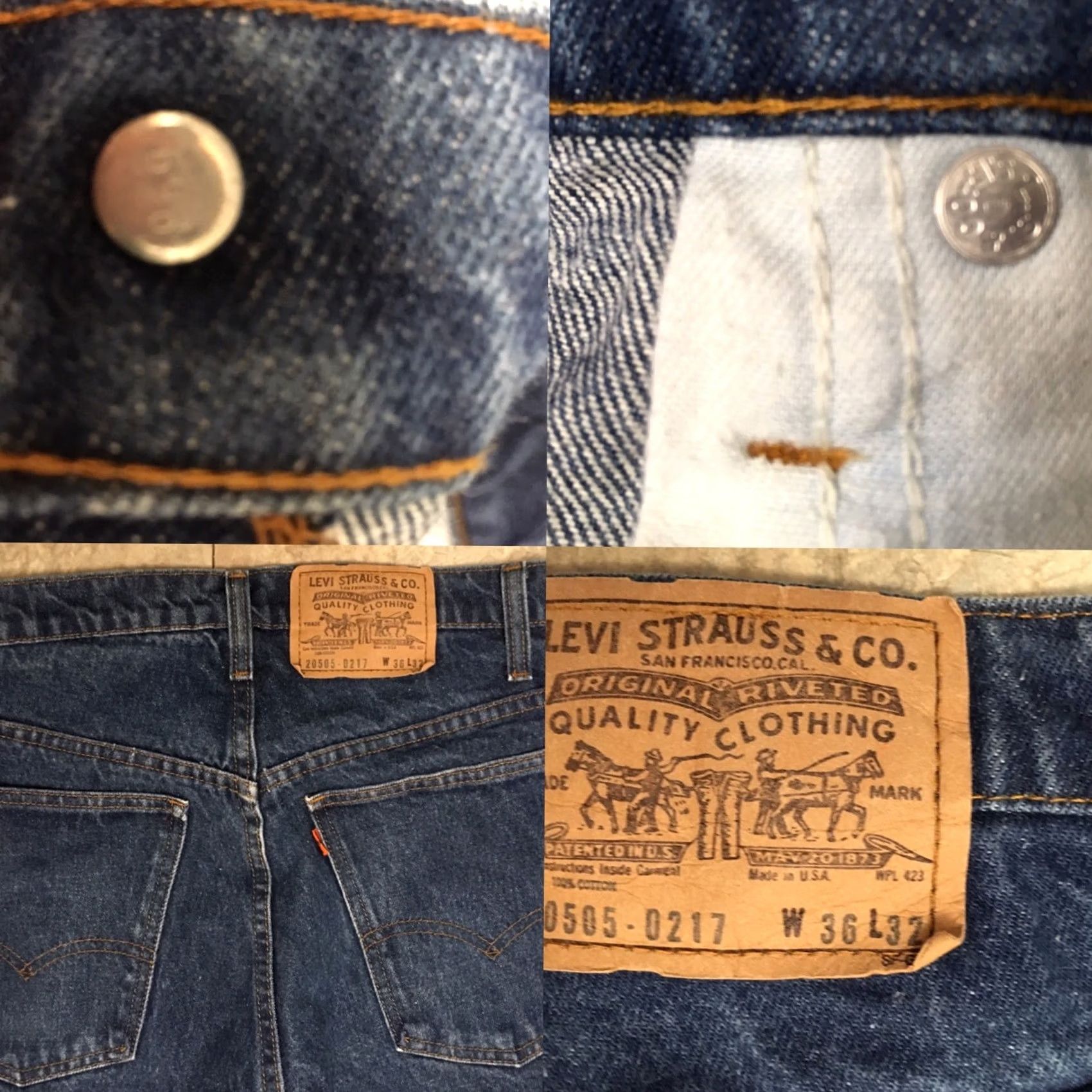 Levi's VINTAGE Levi's 505 Orange Tab USA Jeans 36 x 26.5 Inseam Blue Denim Zipper Fly Casual Mens Size US 36 / EU 52 - 3 Thumbnail