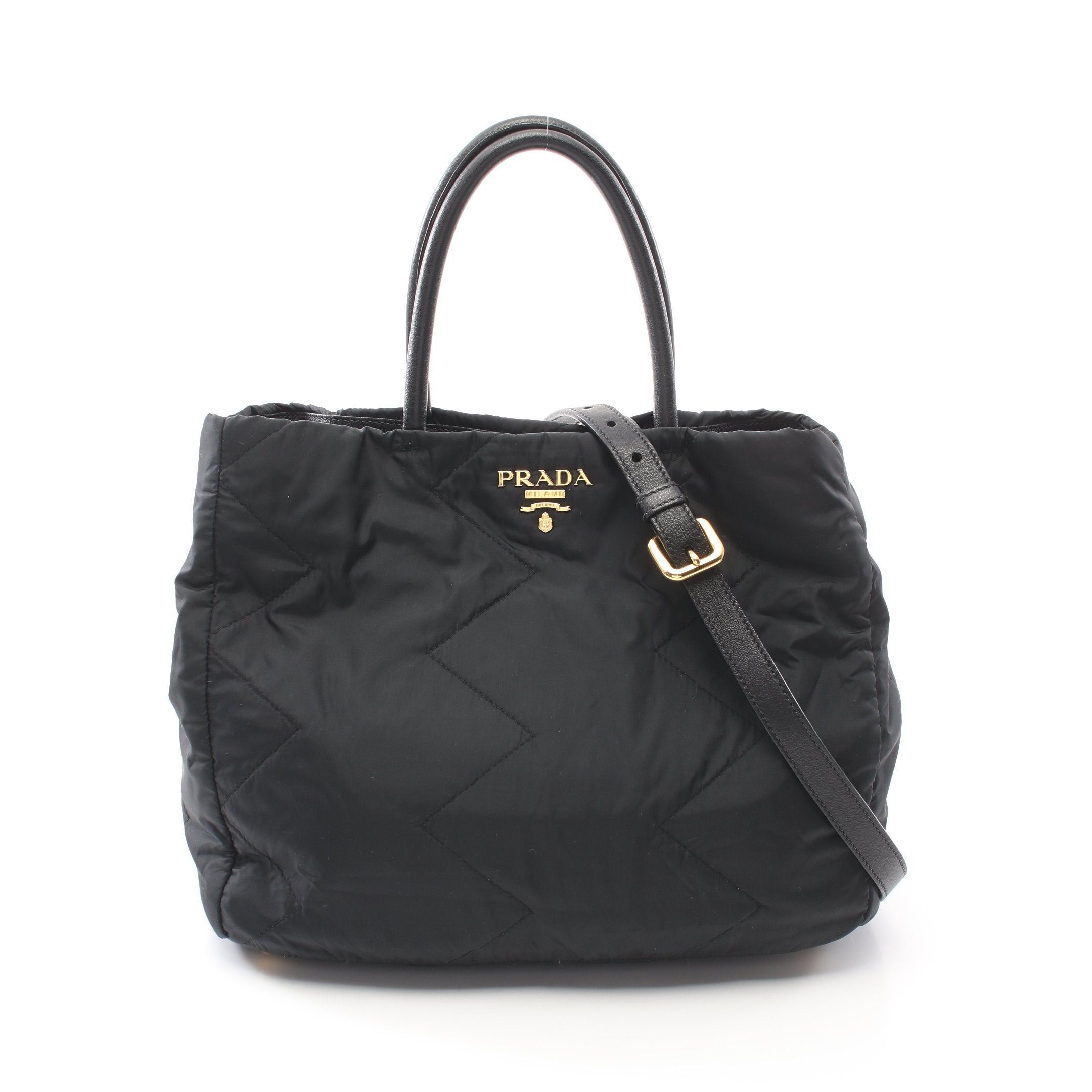 Prada Prada Tessuto Impuntu Handbag Nylon Leather Black Size ONE SIZE - 1 Thumbnail