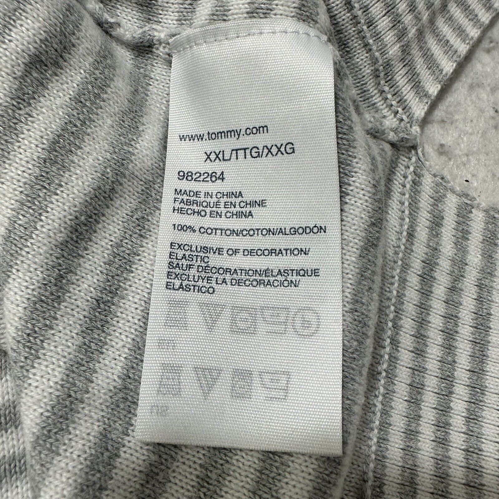 Tommy Hilfiger Tommy Hilfiger XXL Gray White Striped V-Neck Sweater Cotton Size XXL / US 16-18 / IT 52-54 - 3 Thumbnail