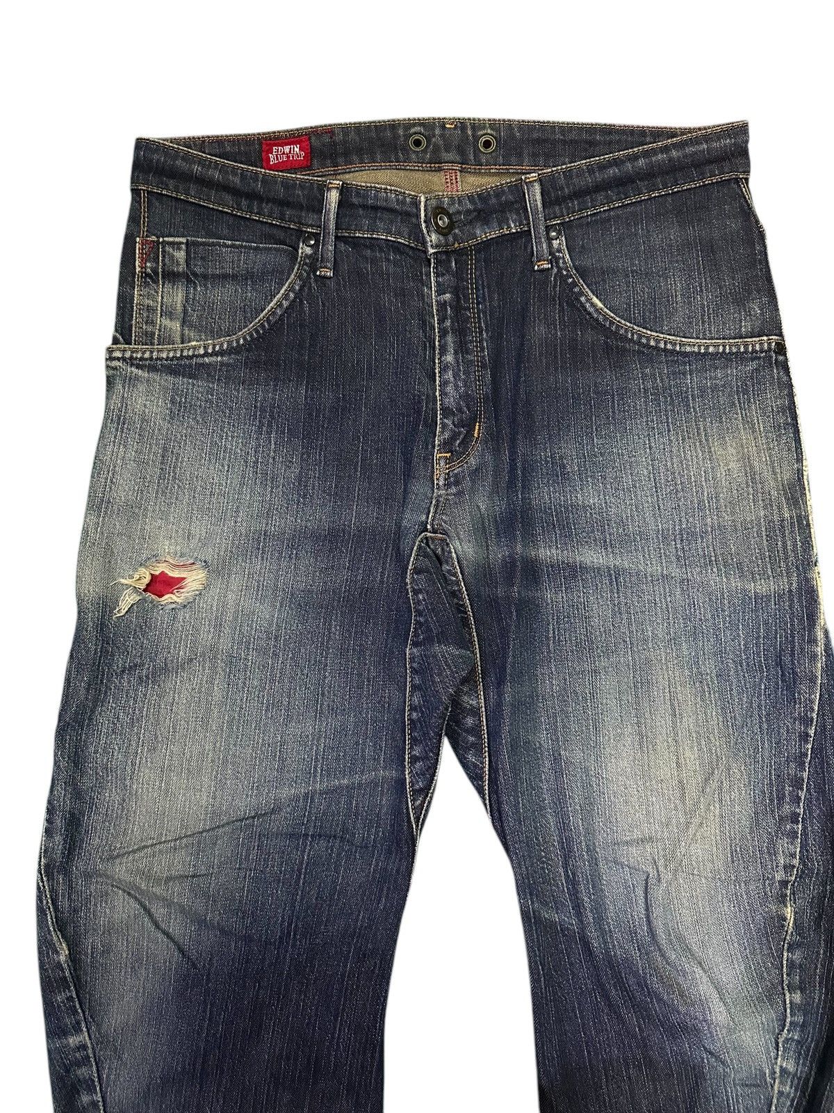 Edwin 💥 Edwin Twist Leg 💥Denim Edwin blue trip with flare design 💥 Size US 34 / EU 50 - 2 Thumbnail