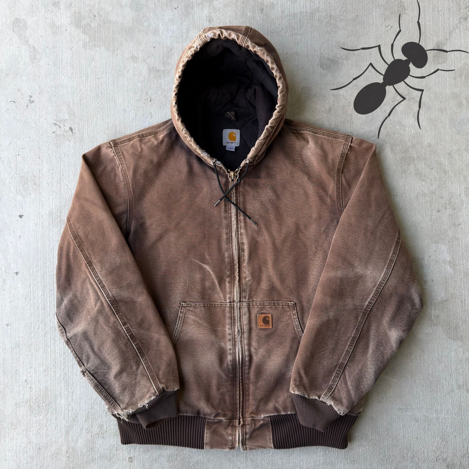 Carhartt × Vintage Carhartt J130 DKB brown hooded work wear jacket Size US L / EU 52-54 / 3 - 1 Thumbnail
