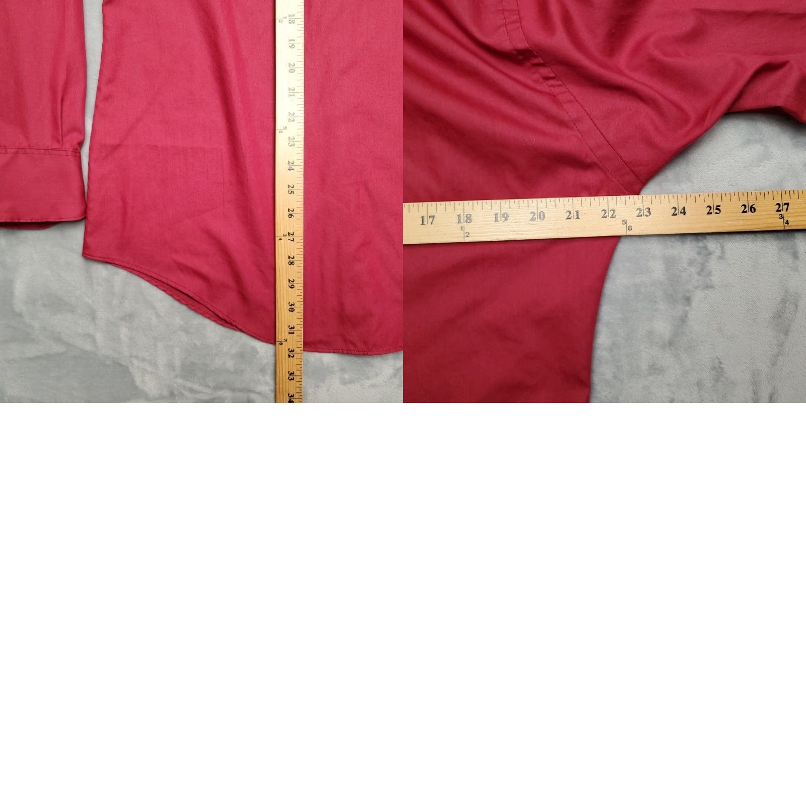 JCPenney VINTAGE JCPenney Shirt Men 34 Red Maroon Button-Up Long Sleeve Single Needle Tapered Casual Outdoor Size US S / EU 44-46 / 1 - 8 Thumbnail