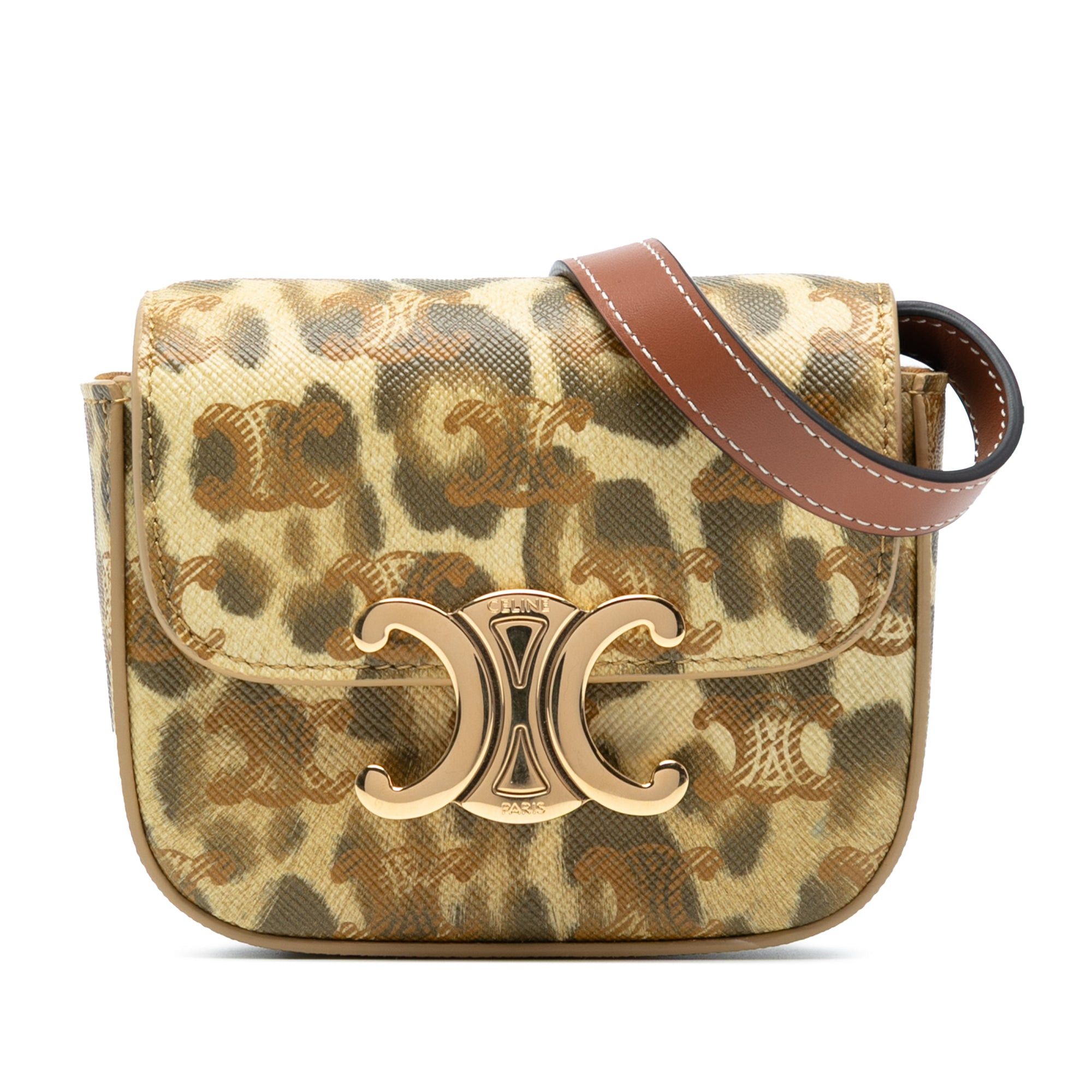 Celine Mini Calfskin Leopard Print Claude Crossbody Size ONE SIZE - 1 Thumbnail