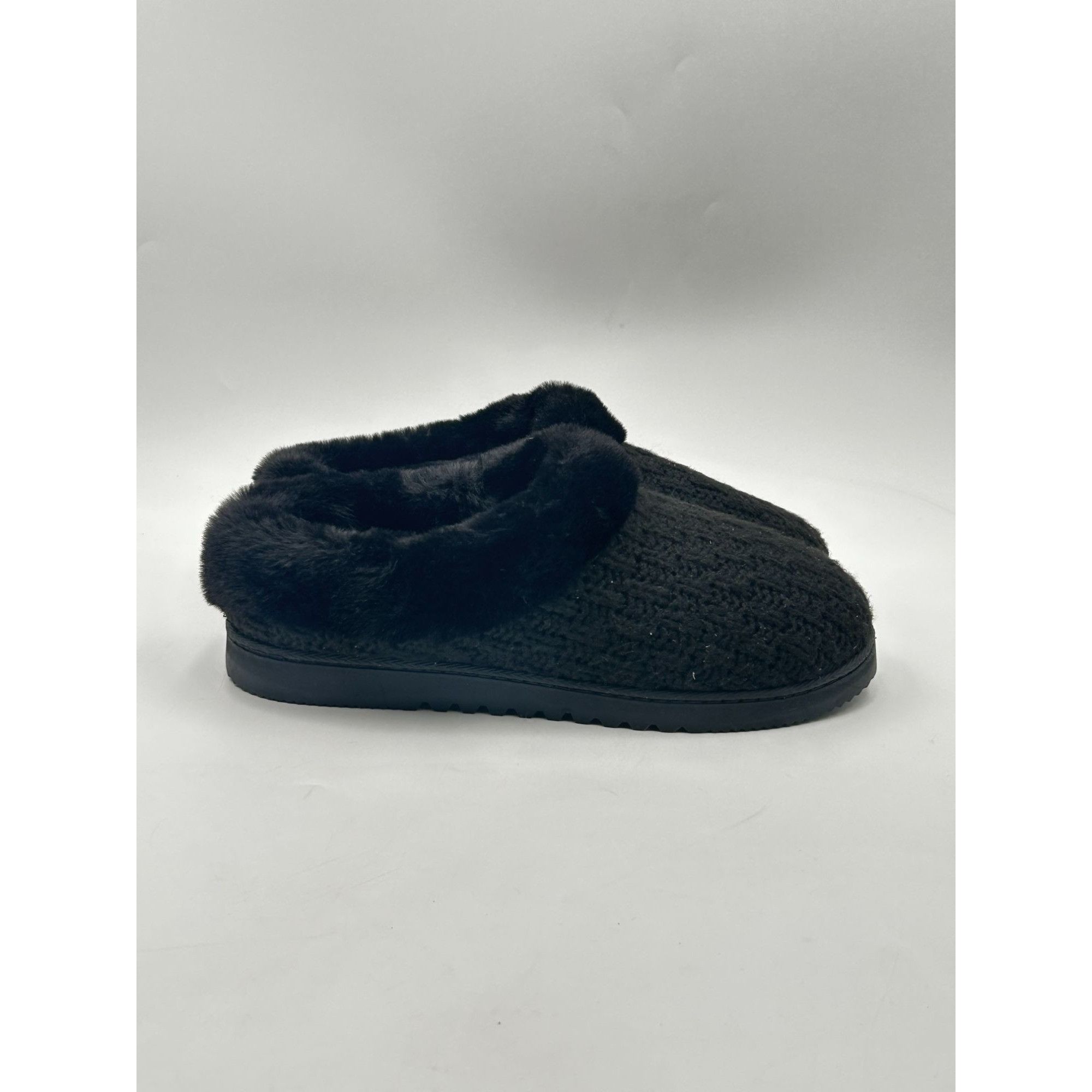 Other Dearfoams Memory Foam Slippers Womens 7-8 Black Faux Fur Cuf Size US 7 / IT 37 - 1 Thumbnail