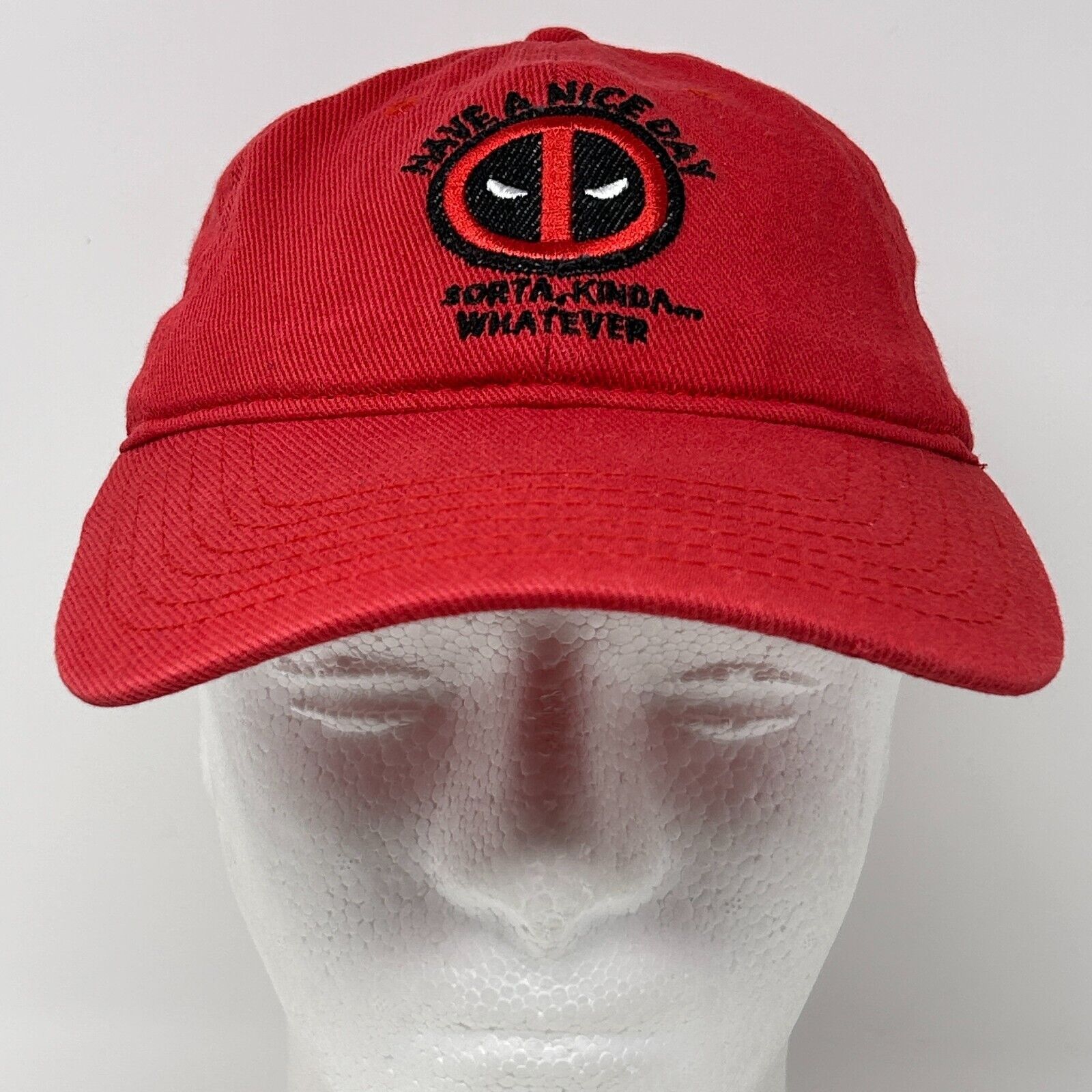 Marvel Comics Deadpool Have a Nice Day Sorta Dad Hat Baseball Cap Red Size ONE SIZE - 2 Thumbnail